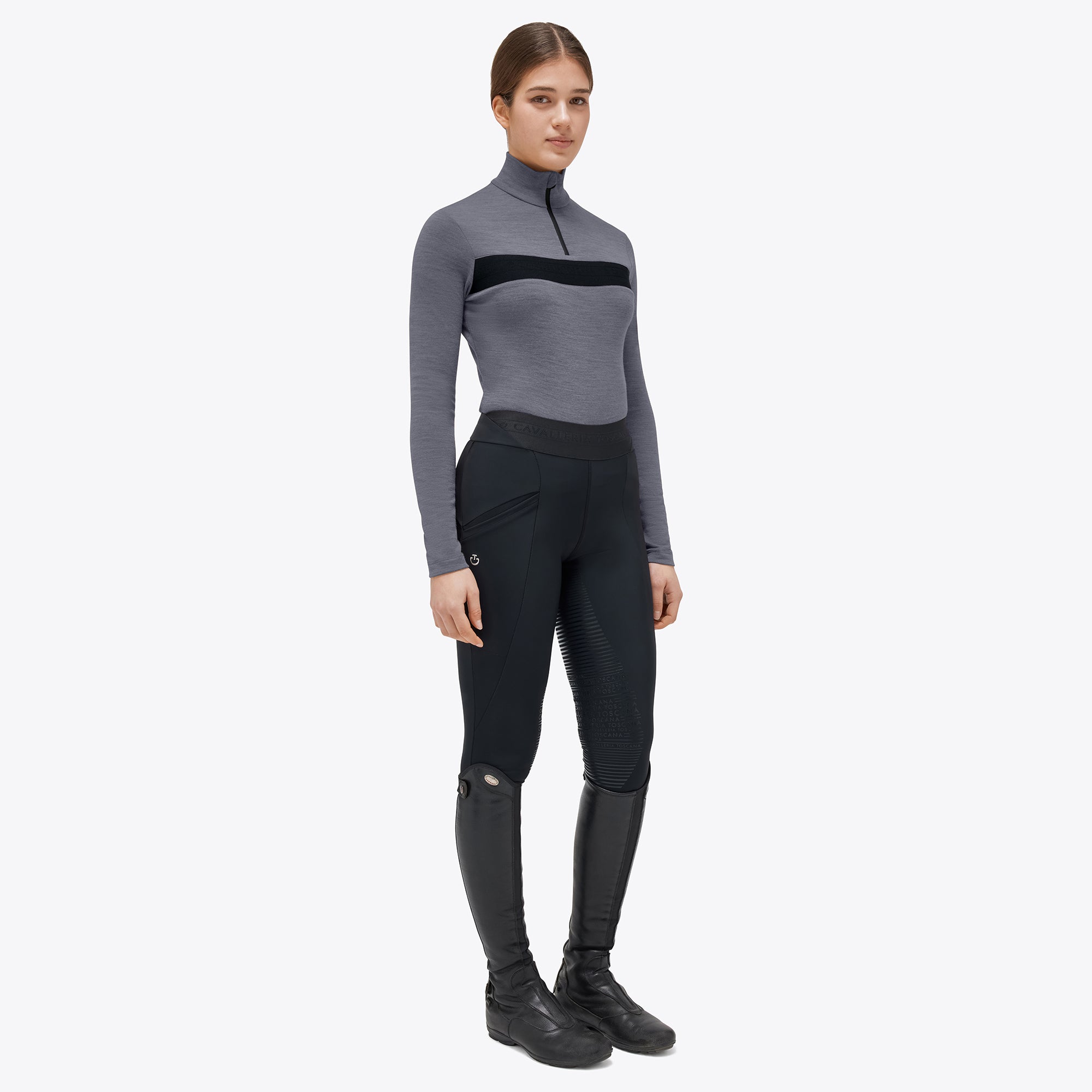 Cavalleria Toscana Tech Wool Mock Turtle Polo - Iron Grey
