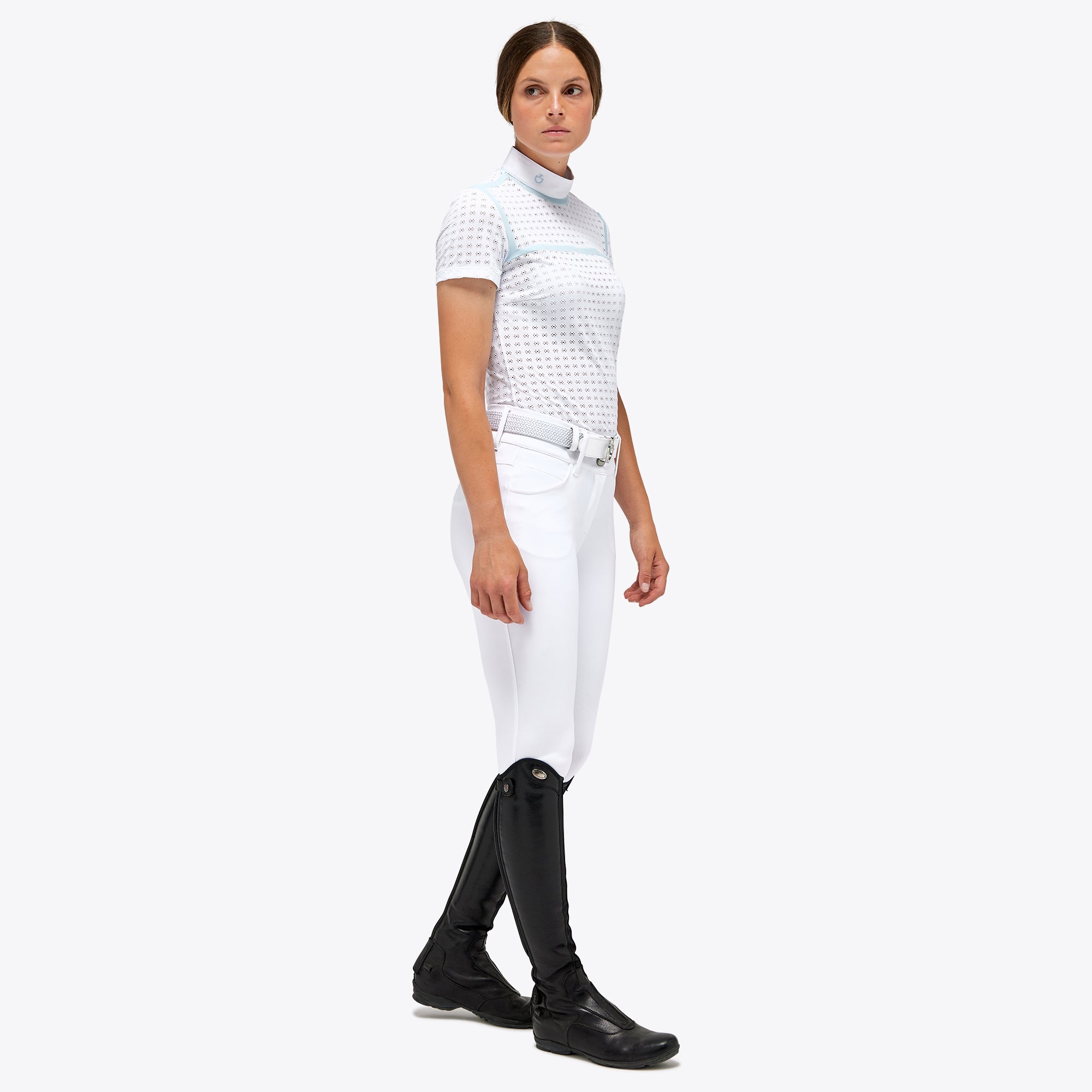 Cavalleria Toscana Jacquard Jersey Side Zip Competition Polo- POD334