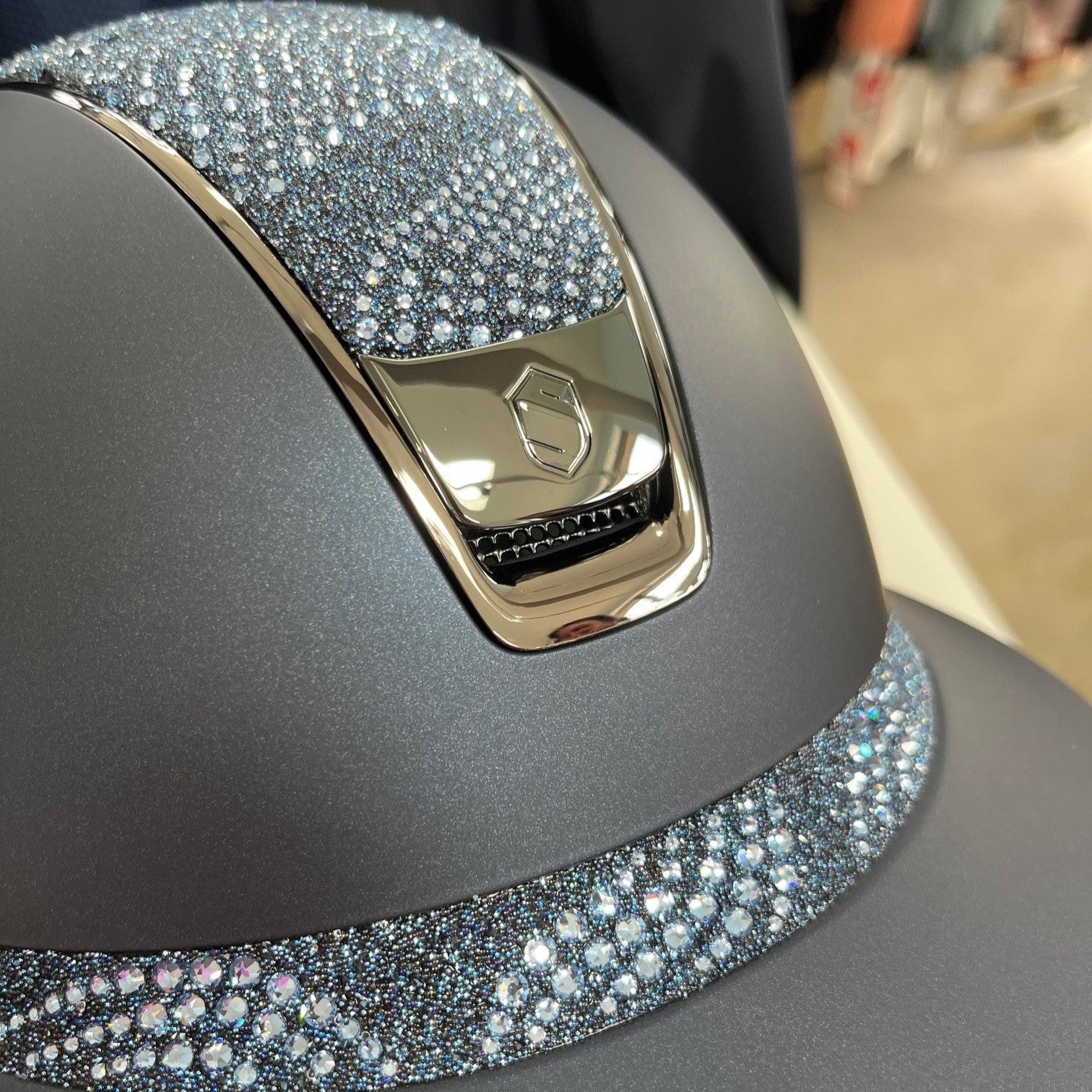 Samshield Miss Shield Blue with Crystal Intarsia top and frontal band - in stock and ready to ship!