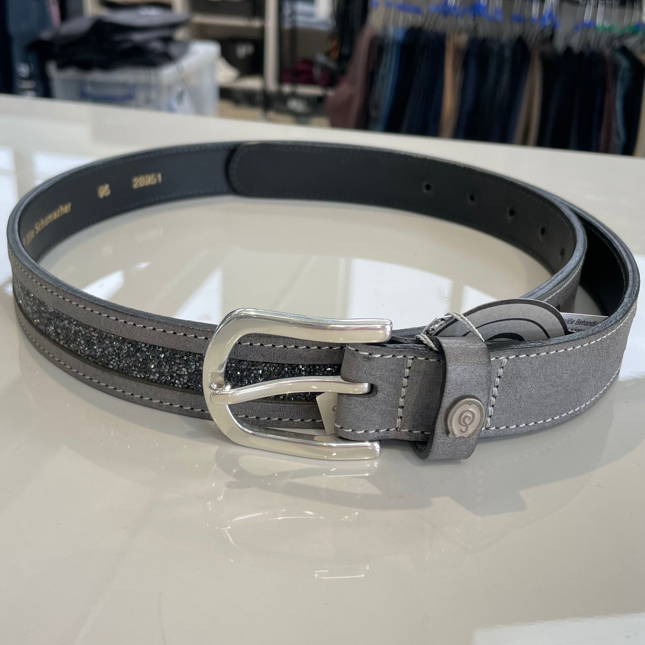 Otto Schumacher Grey fine crystal Belt 95cm- in stock and ready to wear!