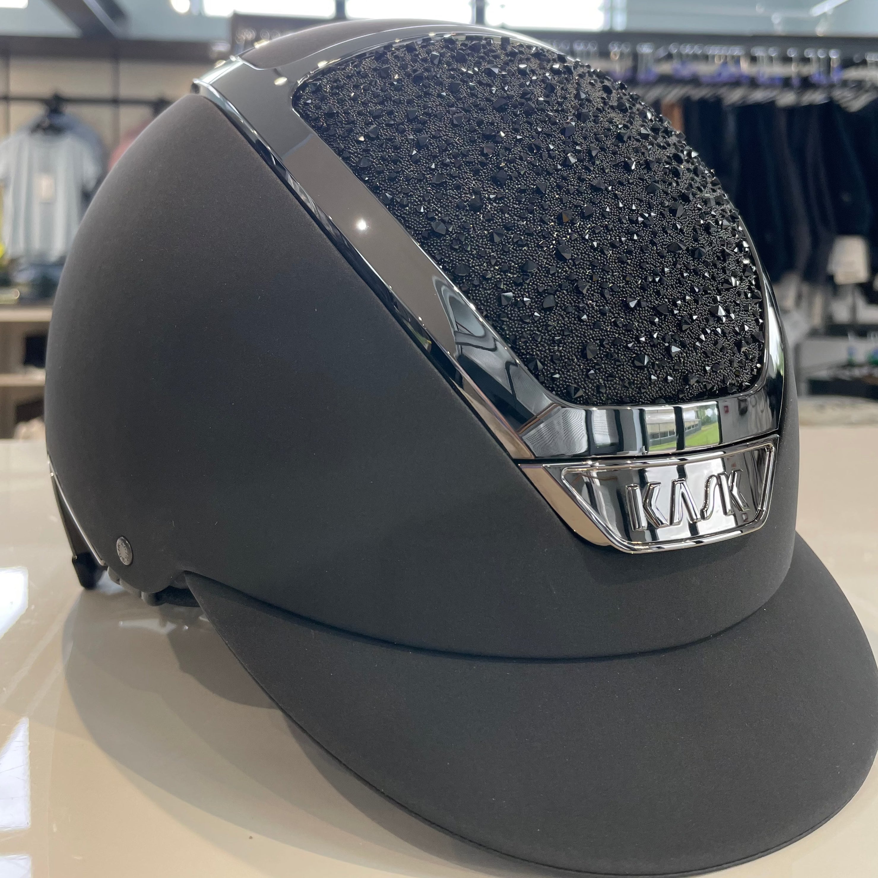 Kask Dogma Chrome Black with Black Swarovski Crystal Rocks M- in stock and ready to ship!