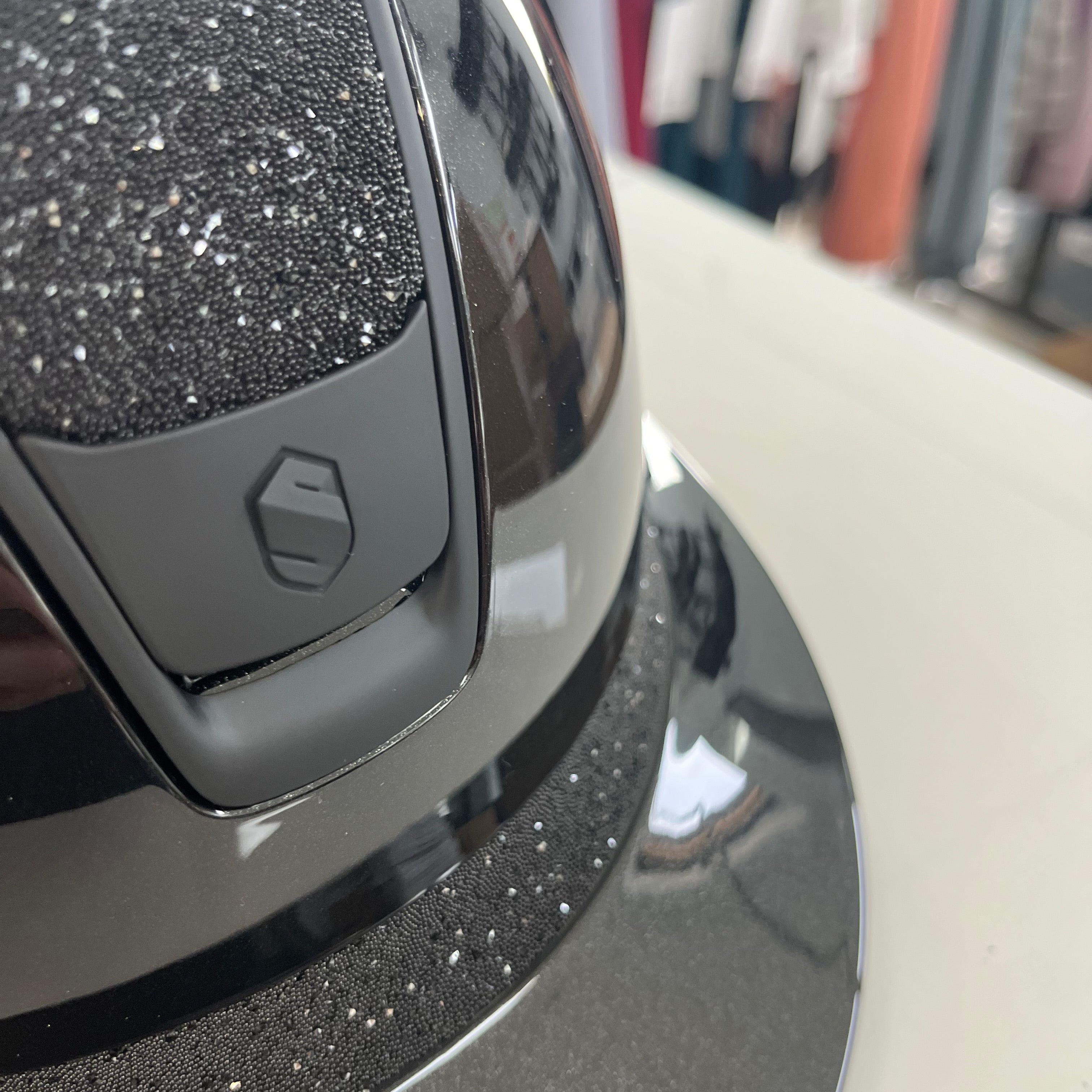 Samshield Miss Shield 2.0 Black Glossy with black Swarovski top and frontal band Small & Medium - in stock and ready to ship!