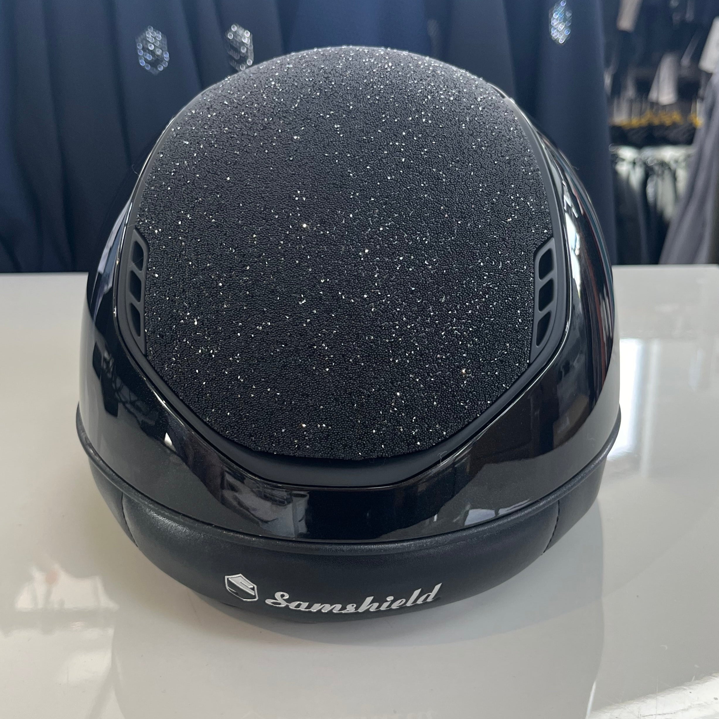 Samshield Miss Shield 2.0 Black Glossy with black Swarovski top and frontal band Small & Medium - in stock and ready to ship!