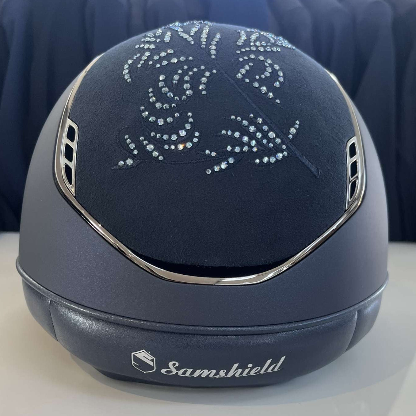 Samshield MissShield 2.0 Blue with flower swarovski top and frontal band M- in stock and ready to ship!
