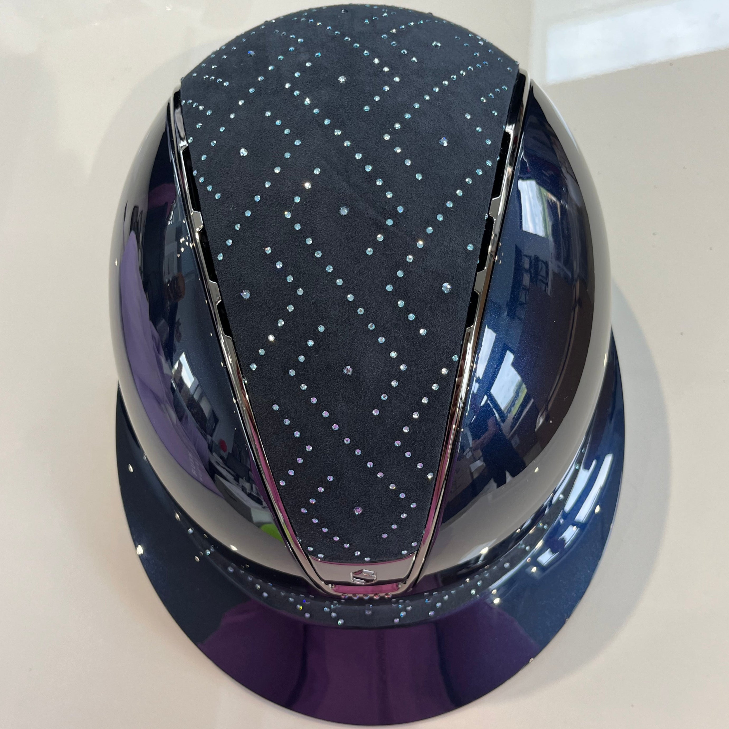 Samshield Miss Shield 2.0 Blue glossy with Aztec navy top, frontal band and five front crystals- in stock and ready to ship!