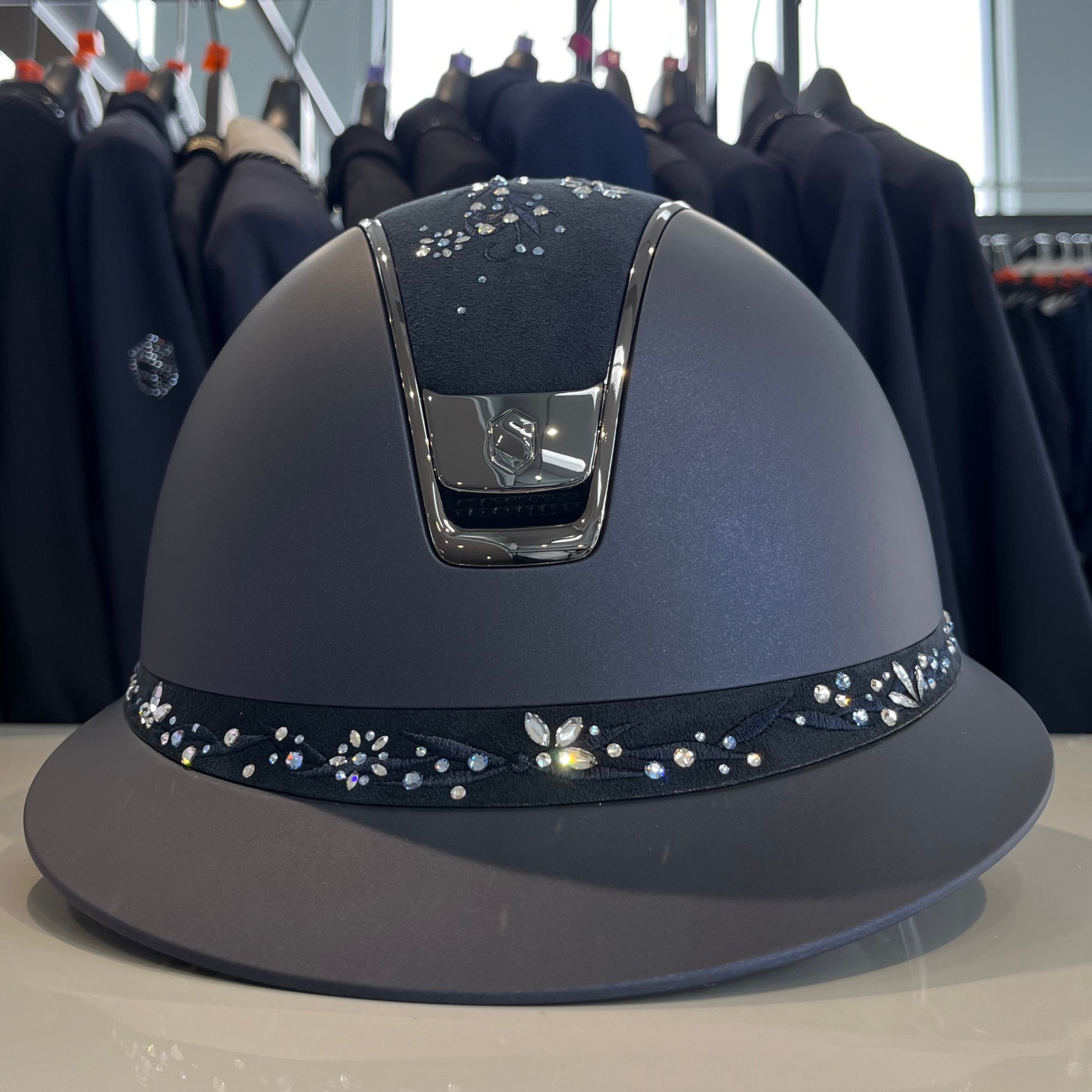 Samshield MissShield 2.0 Blue with flower jewel top and frontal band M- in stock and ready to ship!