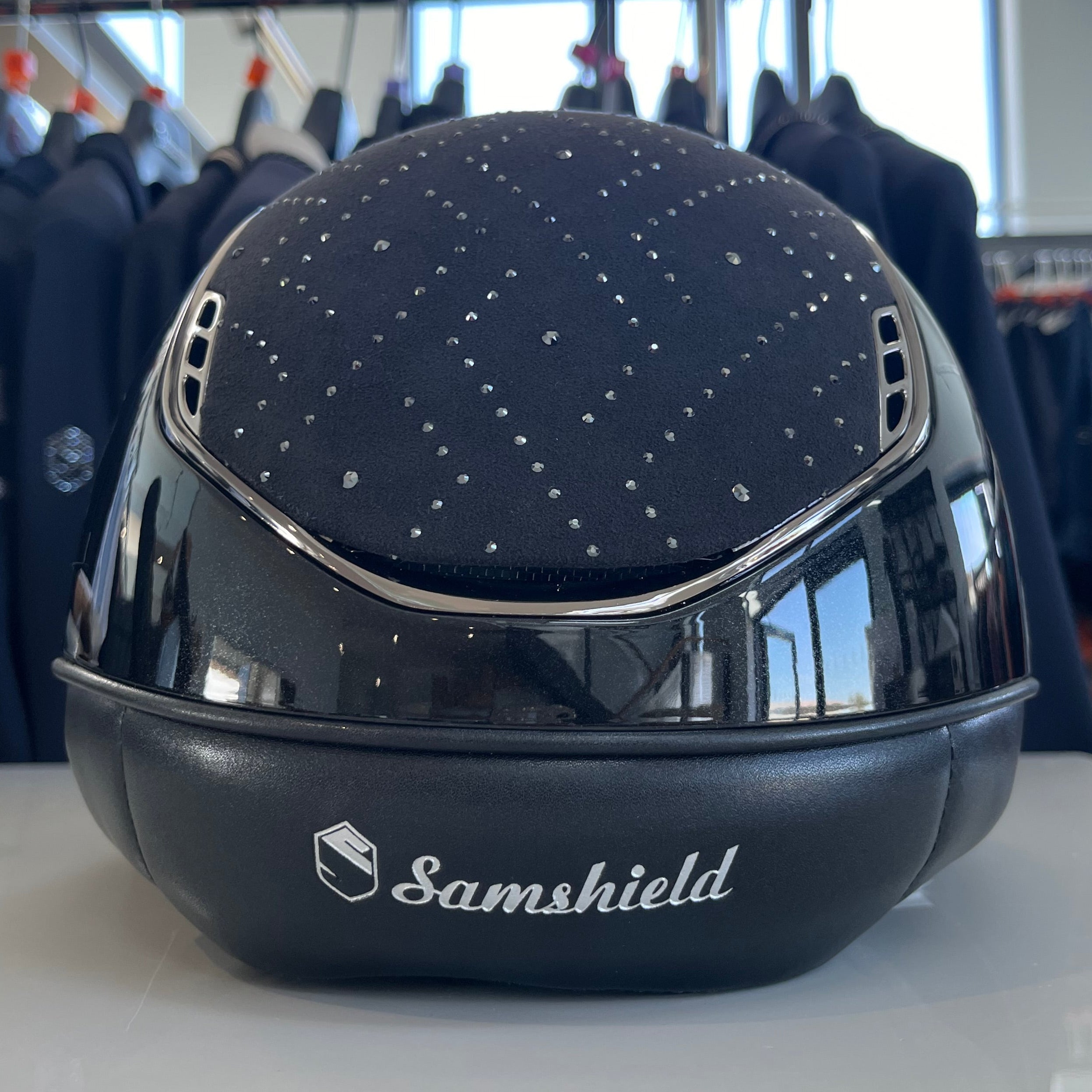 Samshield MissShield 2.0 Black glossy with aztec swarovski top and frontal band M- in stock and ready to ship!