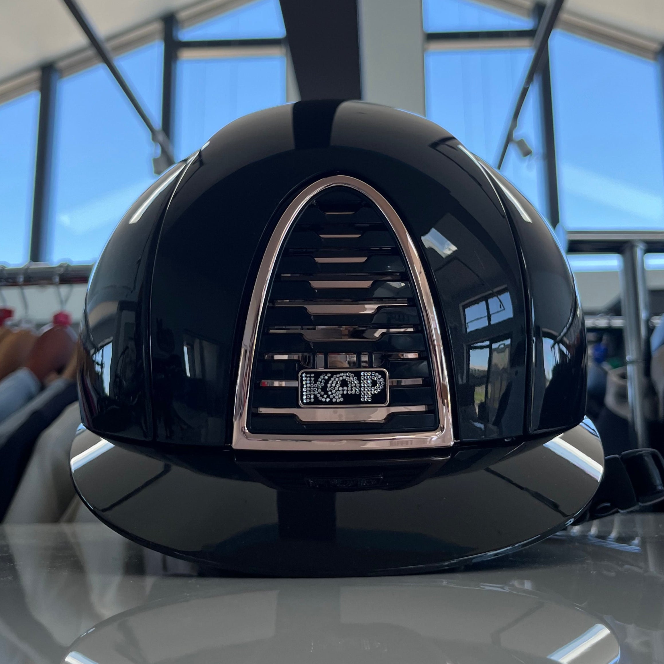 Kep Cromo2 Black shine with a rosegold frame and KEP crystal logo M- in stock and ready to ship!