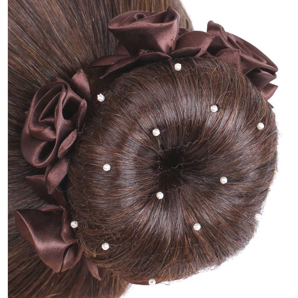 SD Design Invisible Bun Net Brown Pearls