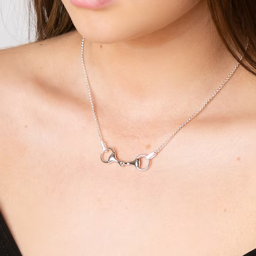 Stirrup & Lead - Sterling Silver CZ Snaffle Necklace