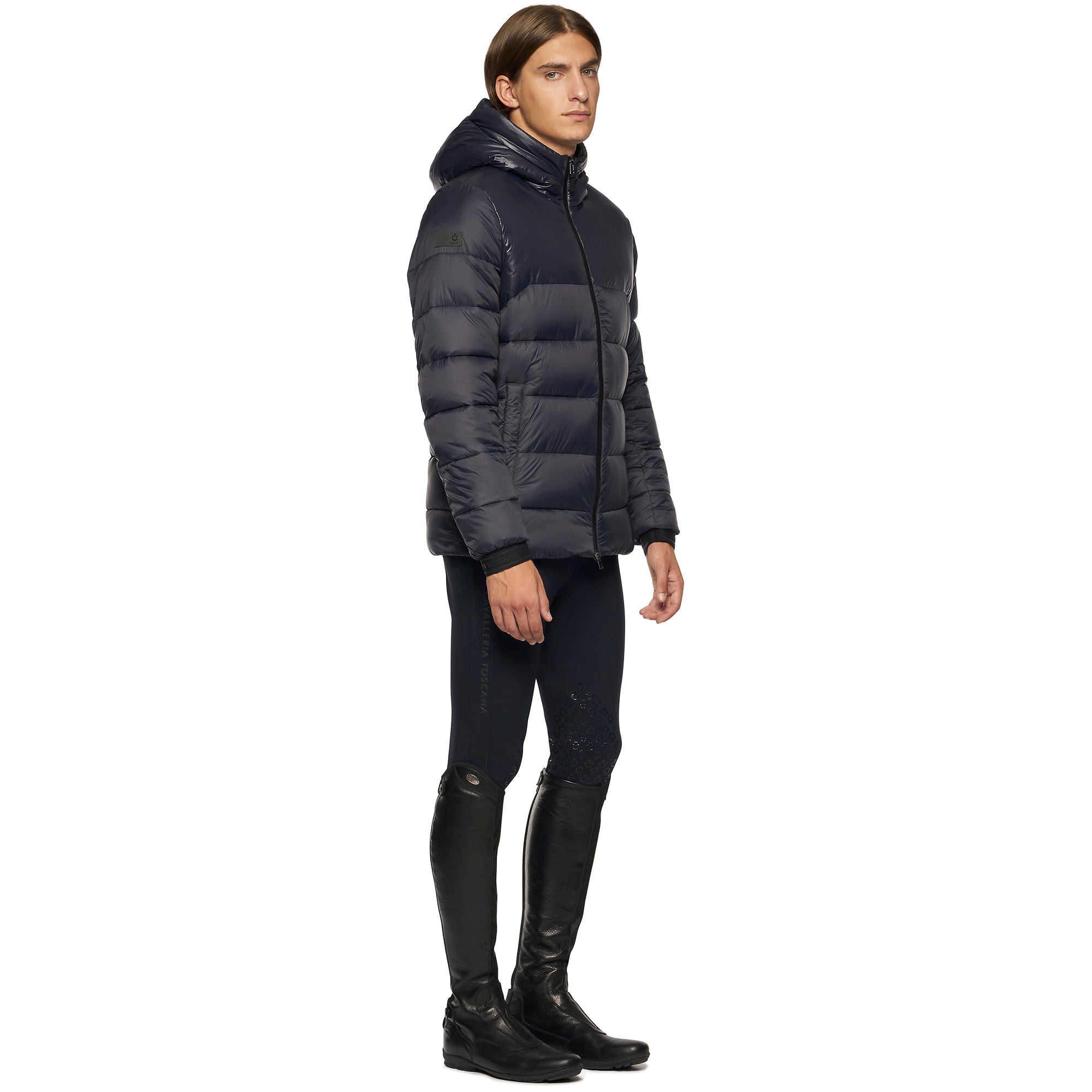 Cavalleria Toscana Mens Shiny Matte Hooded Puffer Jacket - 3XL