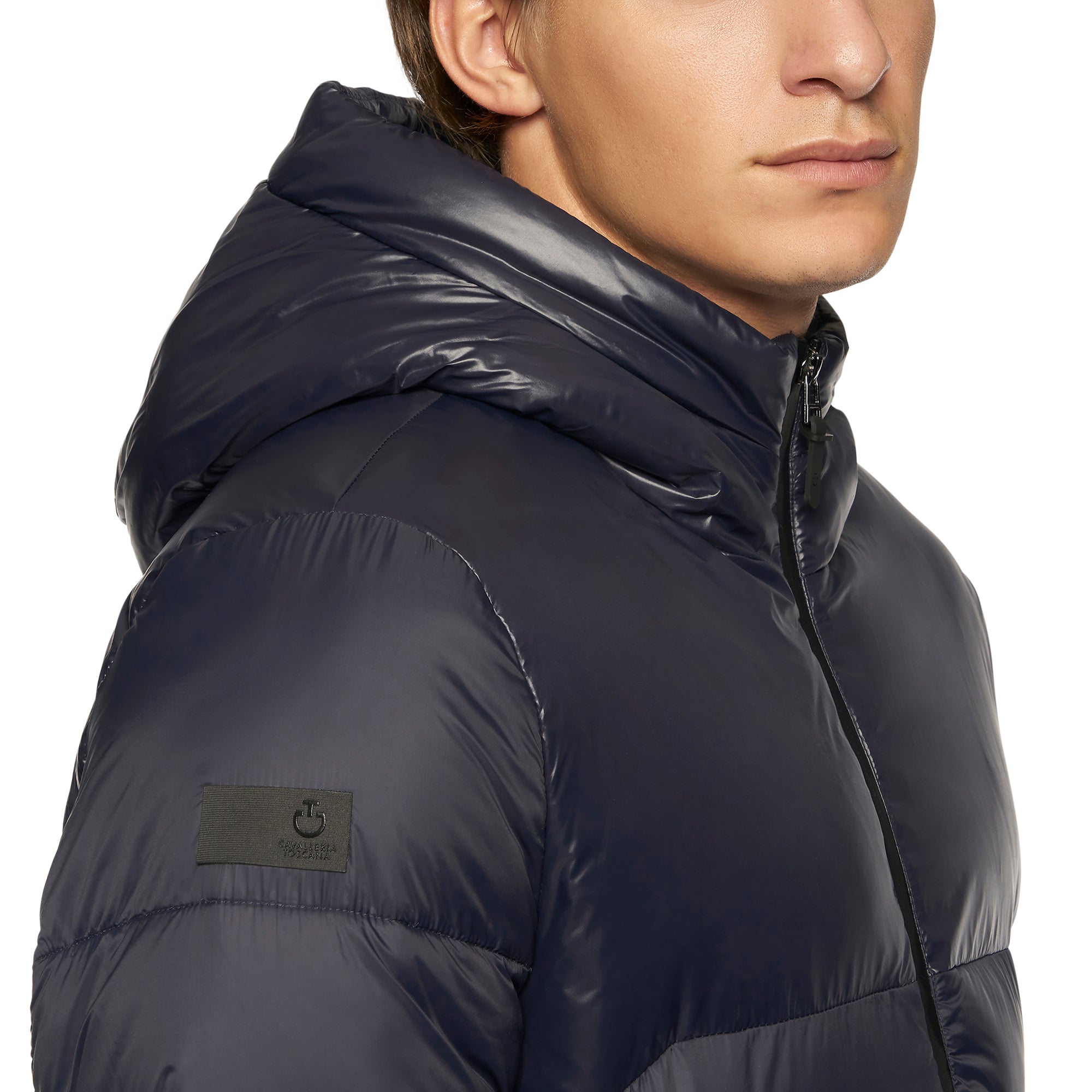 Cavalleria Toscana Mens Shiny Matte Hooded Puffer Jacket - 3XL