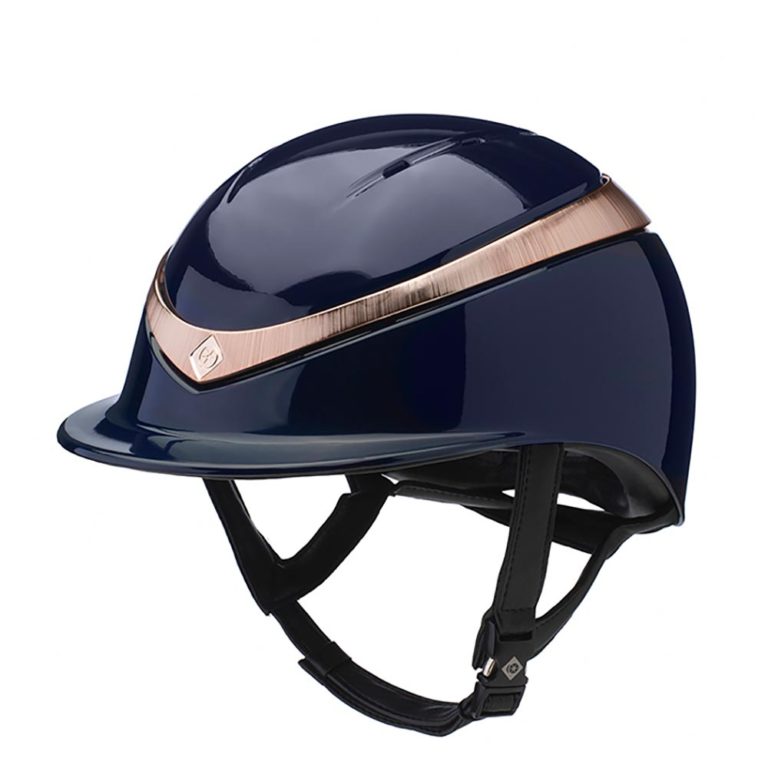 Charles Owen Halo - Navy Gloss with Rose Gold - 52-55cm