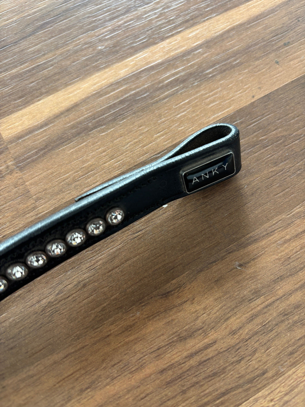 Anky 16" Crystal Browband - Black Leather