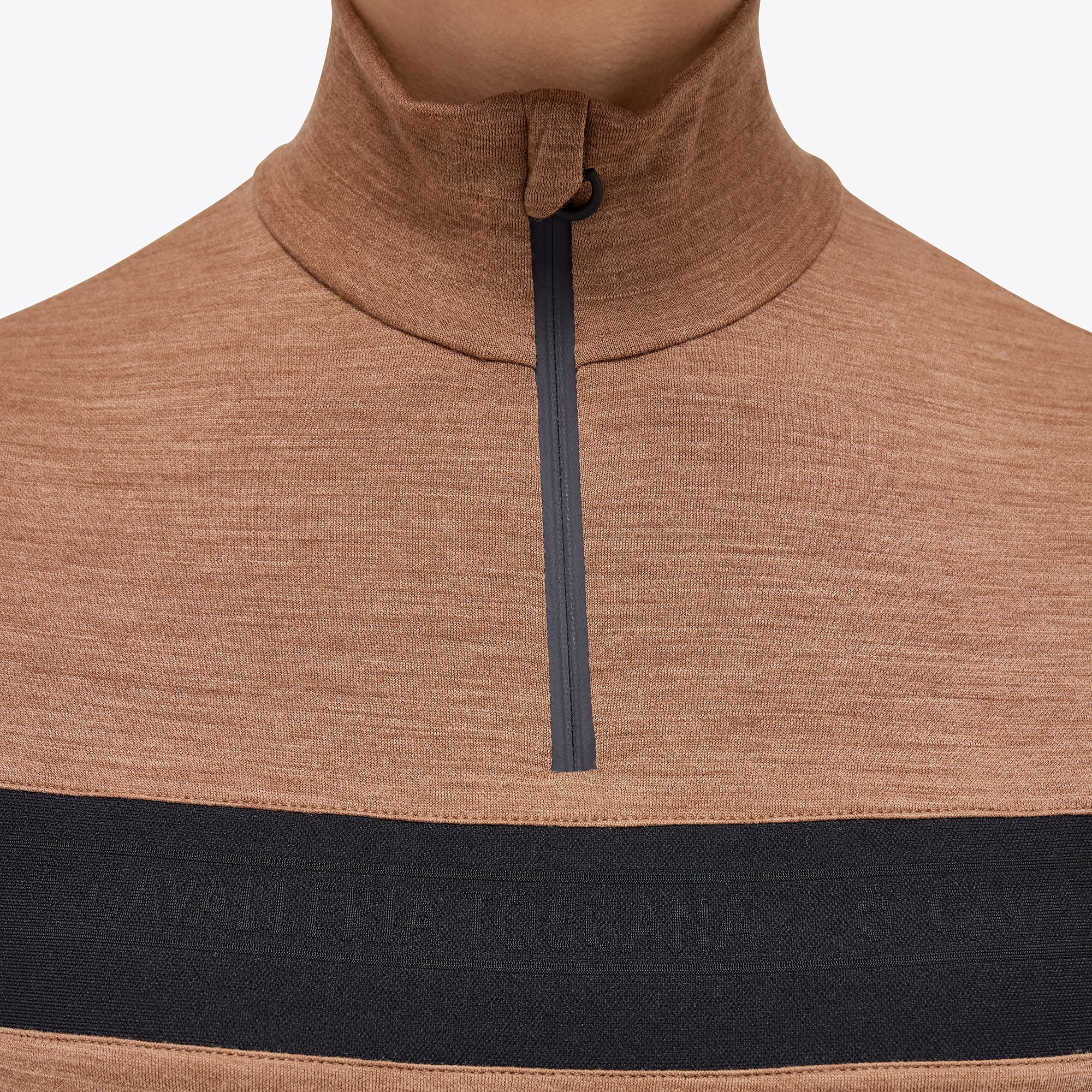 Cavalleria Toscana AW23 Tech Wool Mock Turtle Polo - Toffee Brown