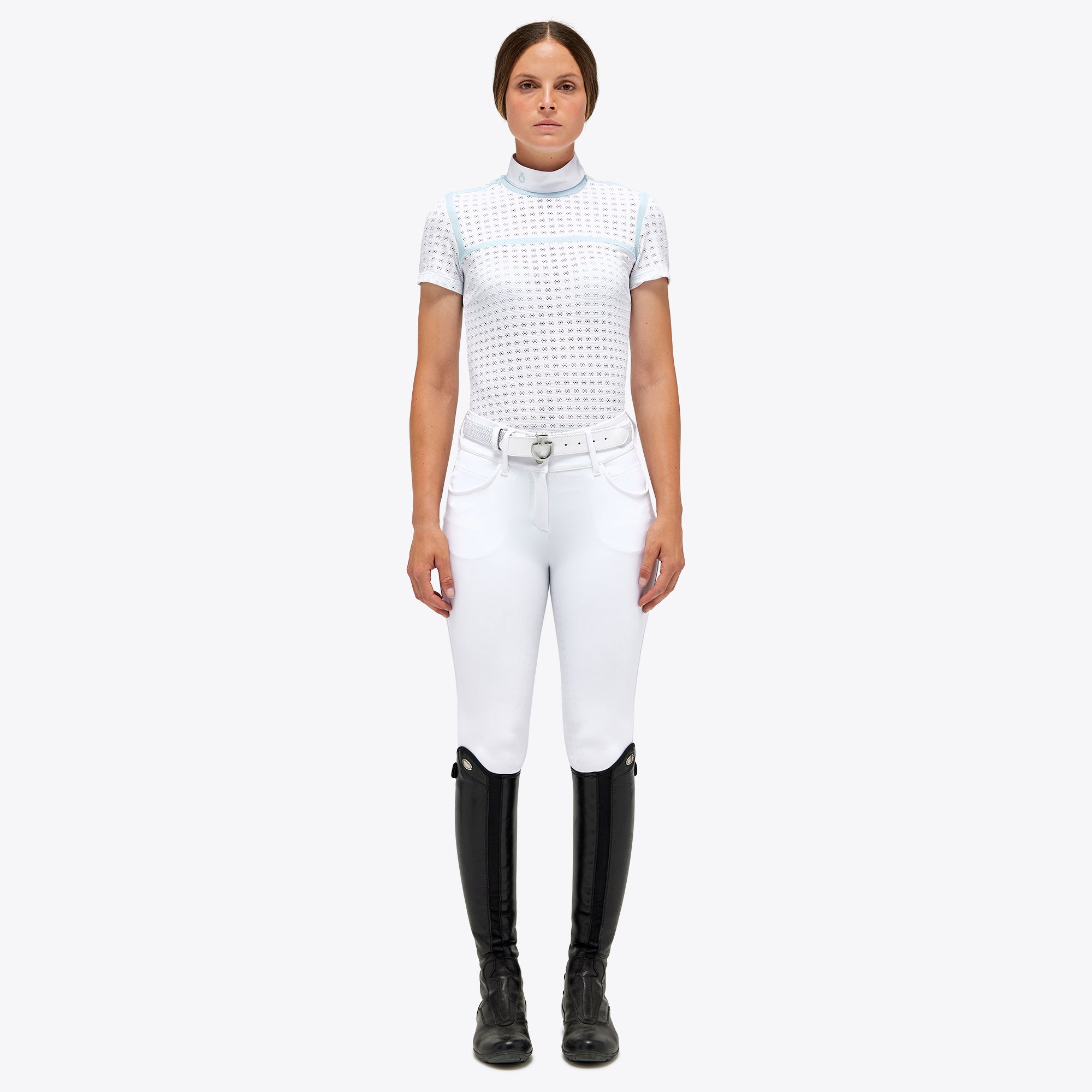 Cavalleria Toscana Jacquard Jersey Side Zip Competition Polo- POD334