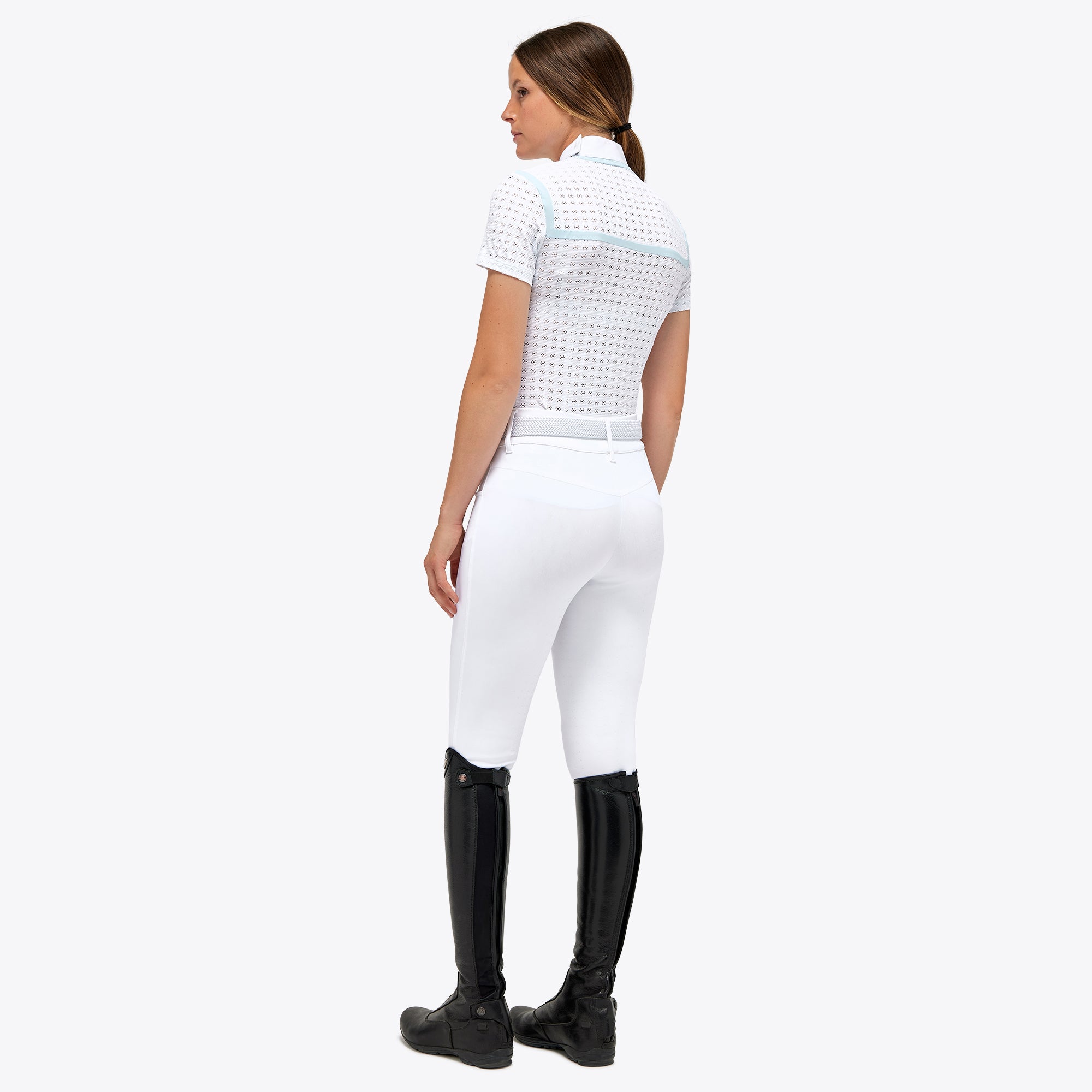 Cavalleria Toscana Jacquard Jersey Side Zip Competition Polo- POD334