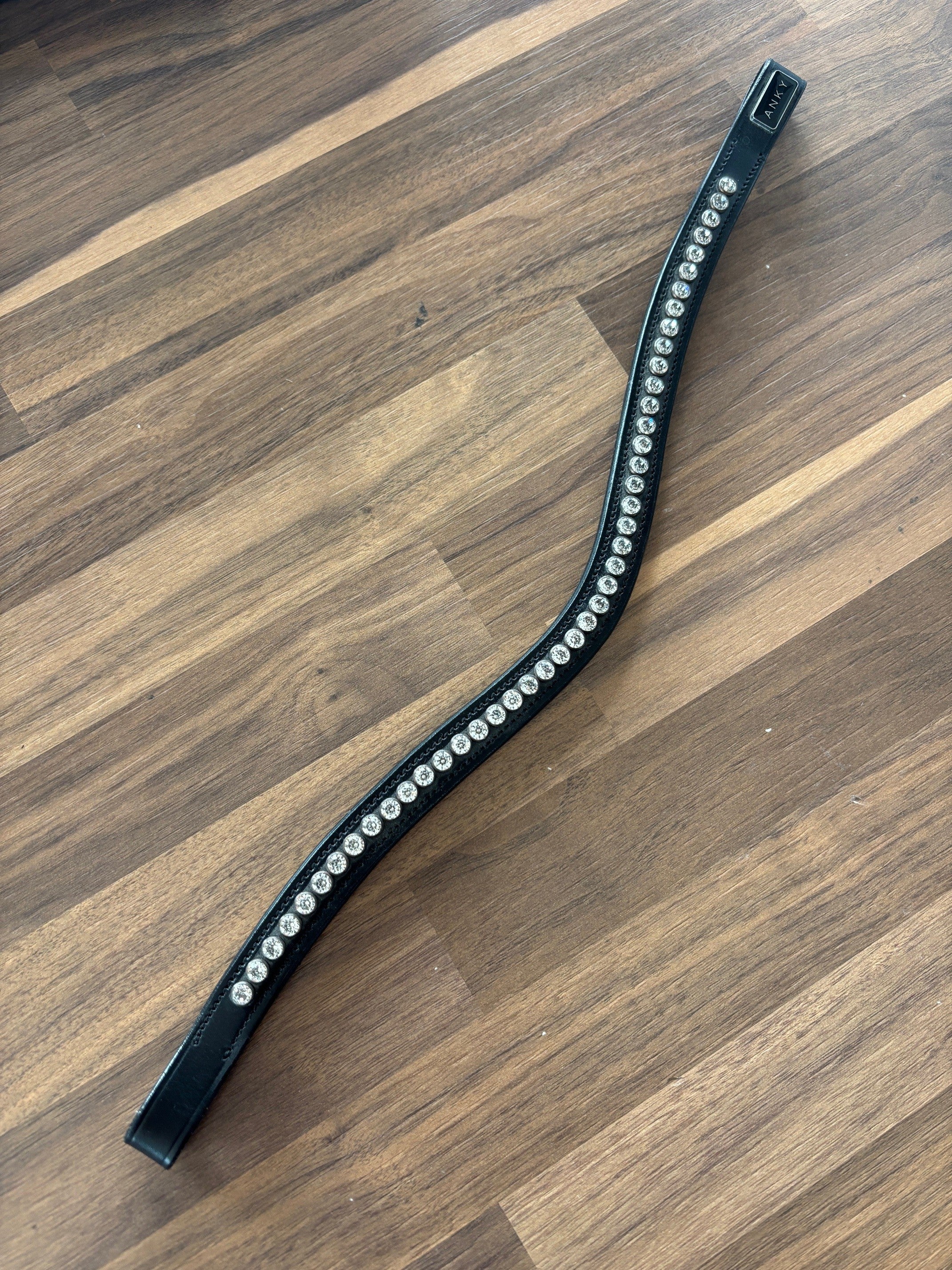 Anky 16" Crystal Browband - Black Leather
