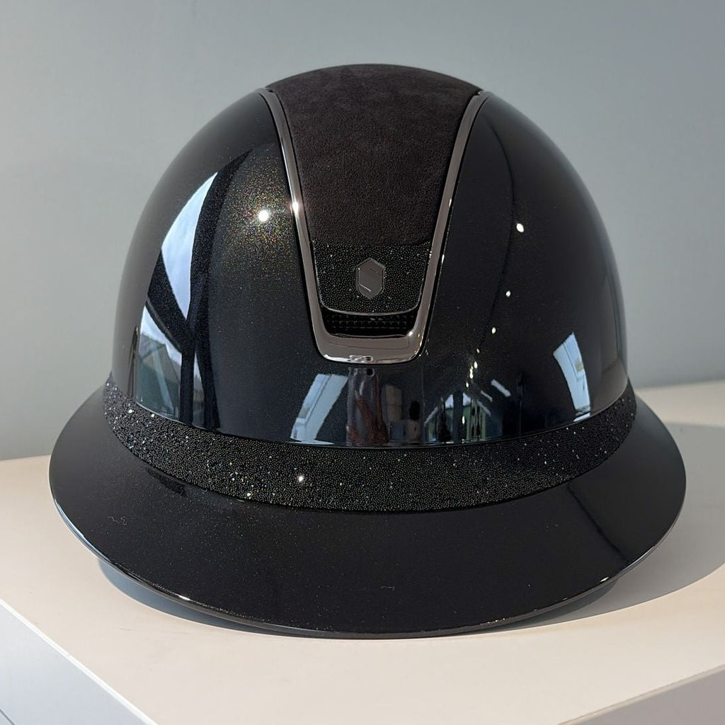 Samshield Miss Shield 2.0 Black Glossy with Alcantara top and Crystal fabric badge and frontal band M- S305