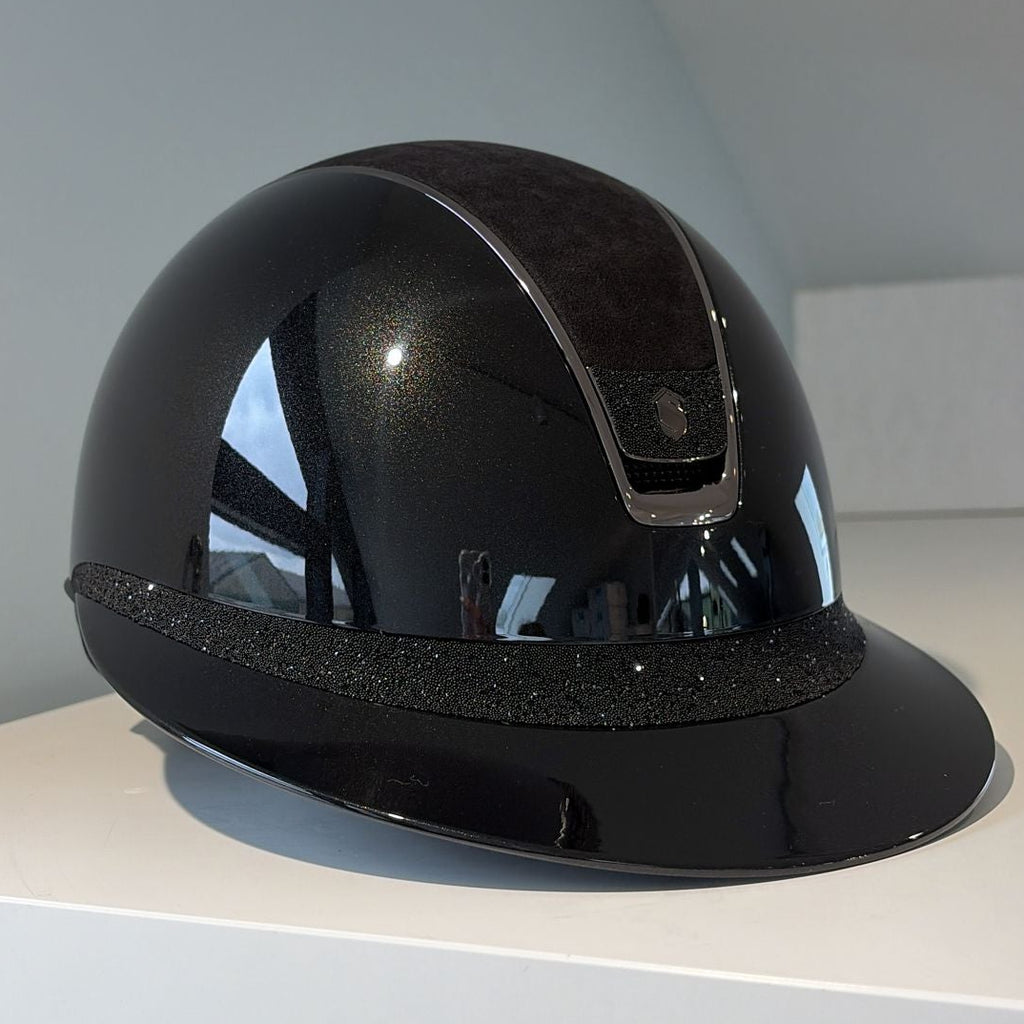 Samshield Miss Shield 2.0 Black Glossy with Alcantara top and Crystal fabric badge and frontal band M- S305