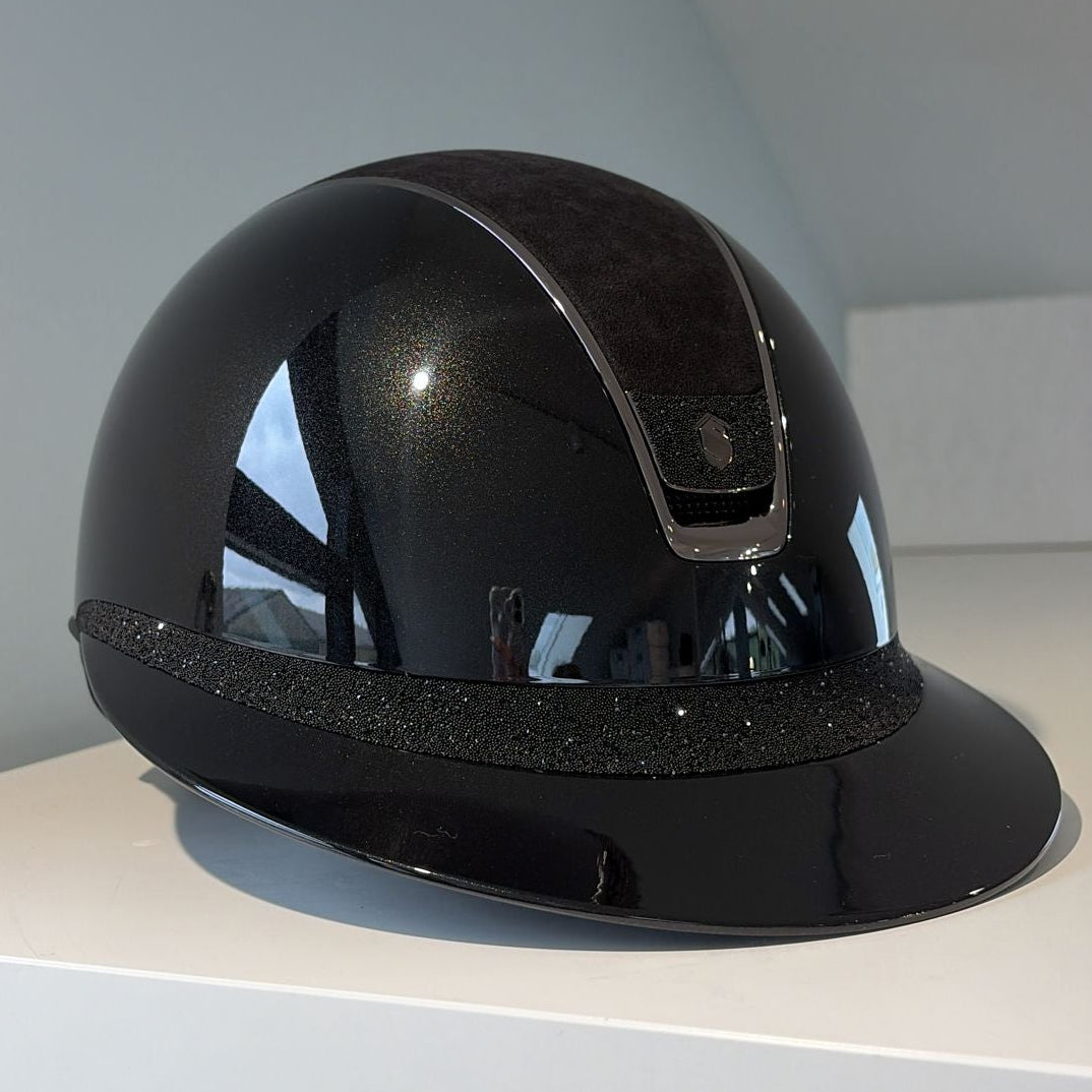 Samshield Miss Shield 2.0 Black Glossy with Alcantara top and Crystal fabric badge and frontal band M- S305