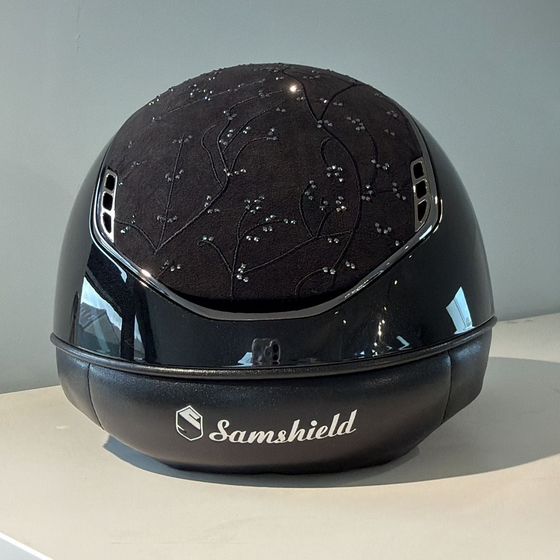 Samshield Miss Shield 2.0 Glossy Black with Crystal Leaf Top and Frontal Band M - S308