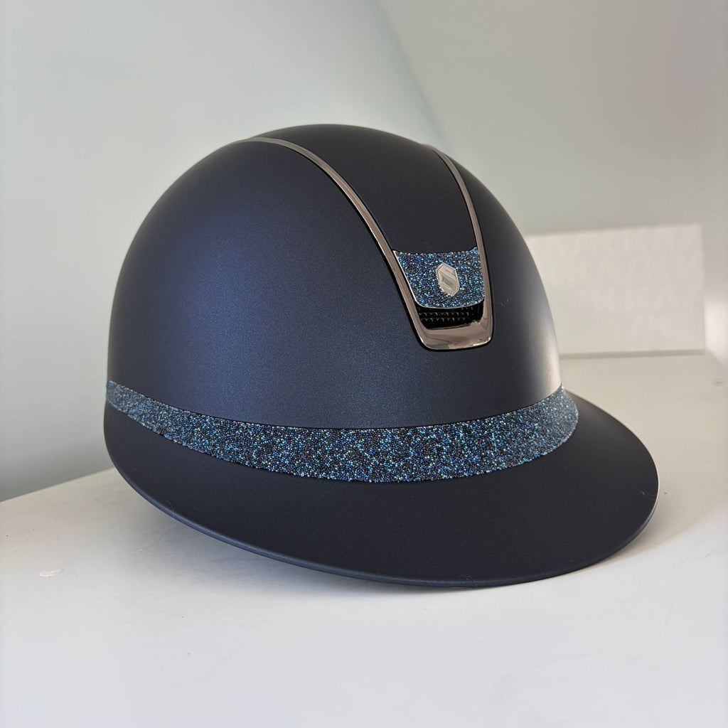 Samshield Miss Shield 2.0 Shadowmatt Blue with Blue Crystal Fabric Badge and Frontal Band M - S317