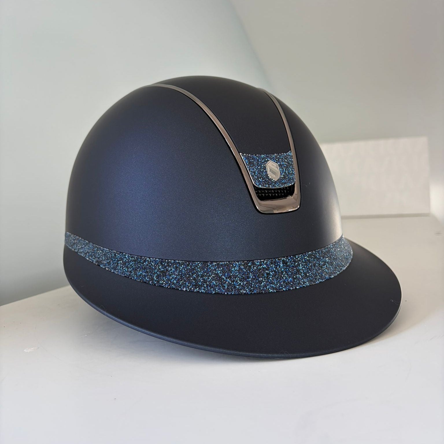 Samshield Miss Shield 2.0 Shadowmatt Blue with Blue Crystal Fabric Badge and Frontal Band M - S317
