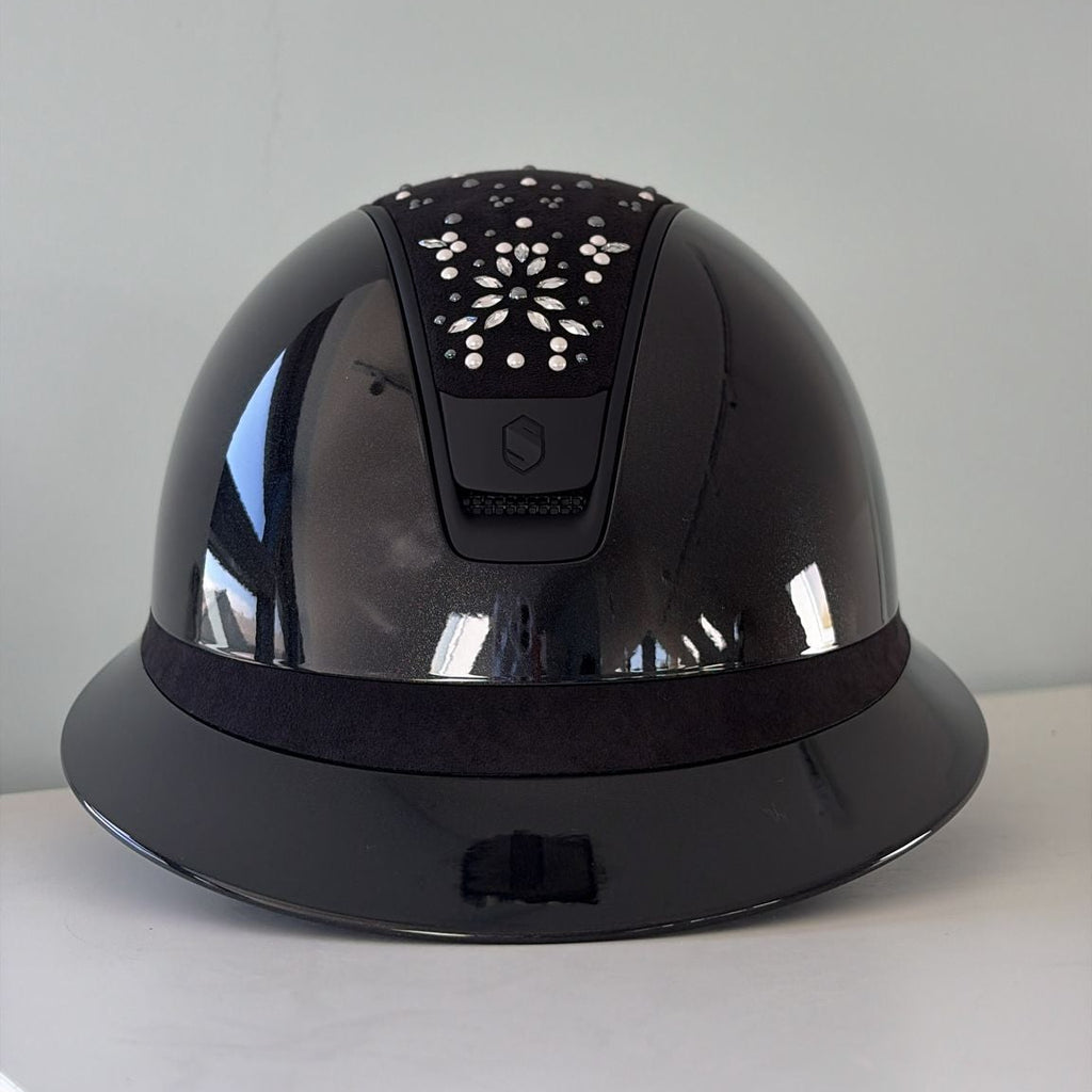 Samshield Miss Shield 2.0 Glossy Black with Pearl Drops Top and Alcantara Frontal Band M - S327