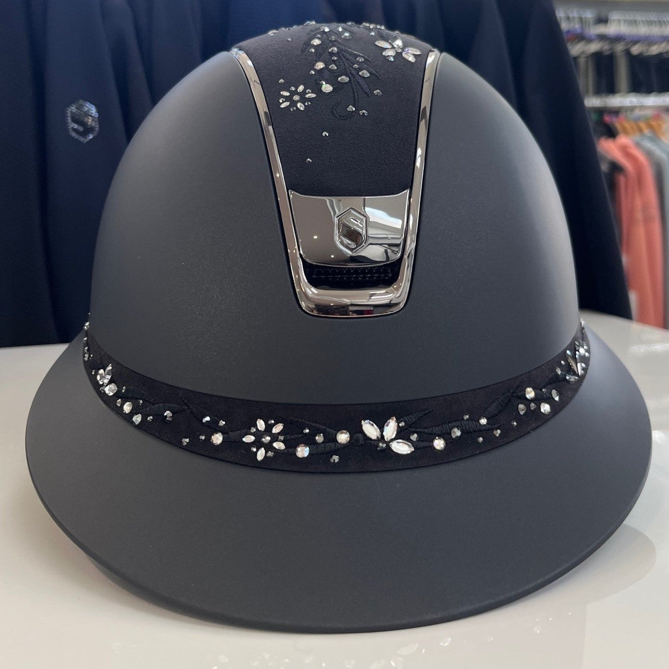 Samshield MissShield 2.0 Black with flower jewel top and frontal band Small and Medium- in stock and ready to ship!