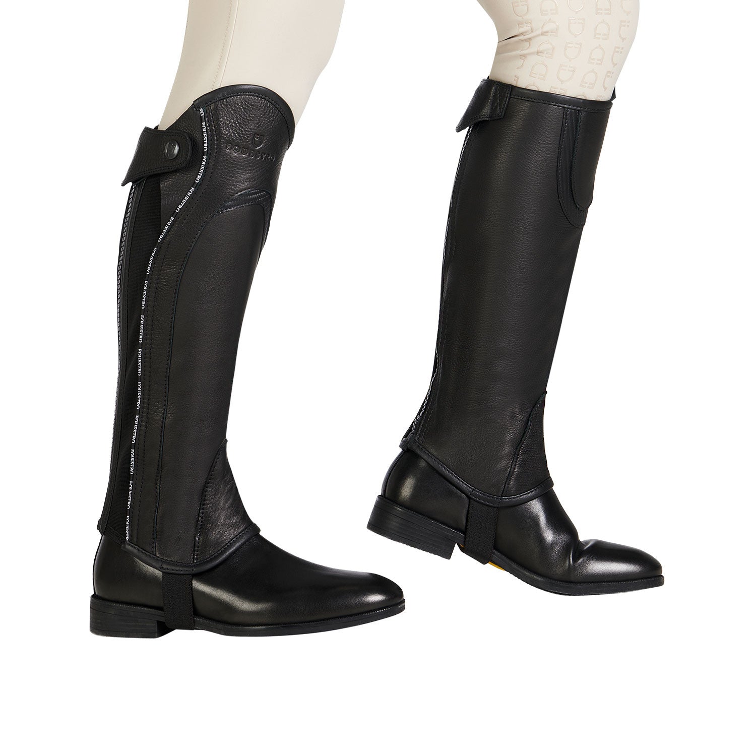 Unisex leather gaiters with contrasting profile