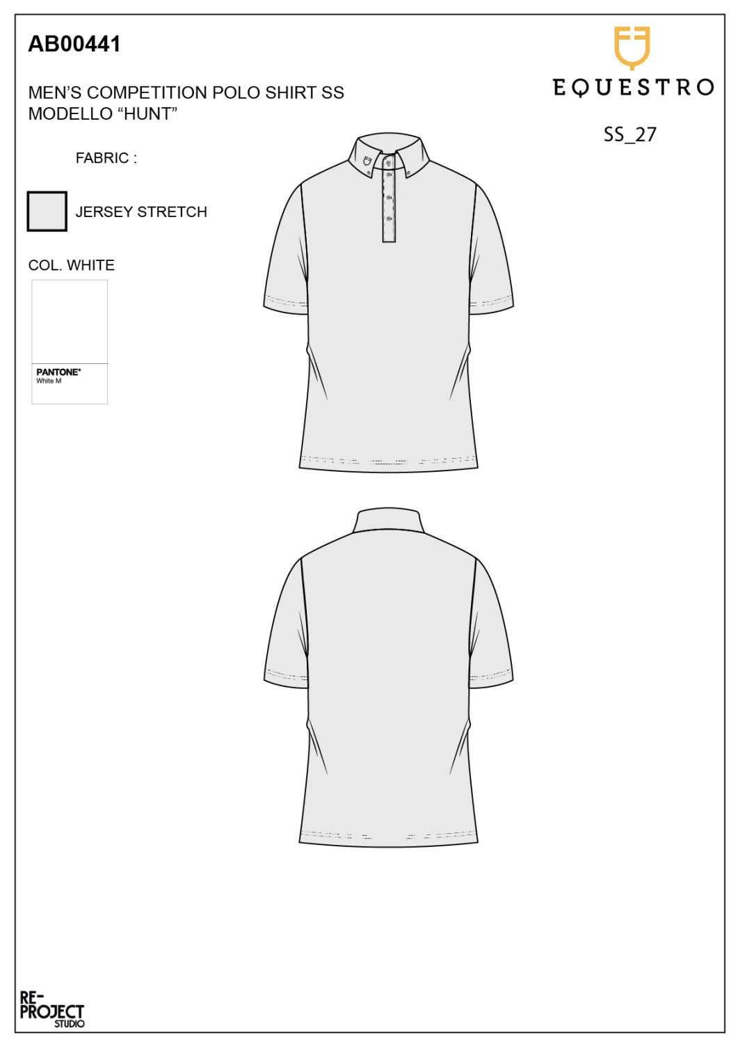 Men's competition polo shirt in breathable technical fabric