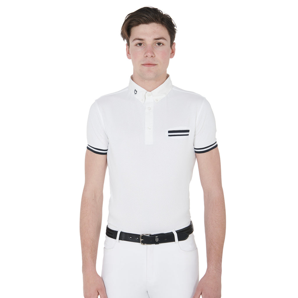 Men's slim fit competition polo shirt with black inserts