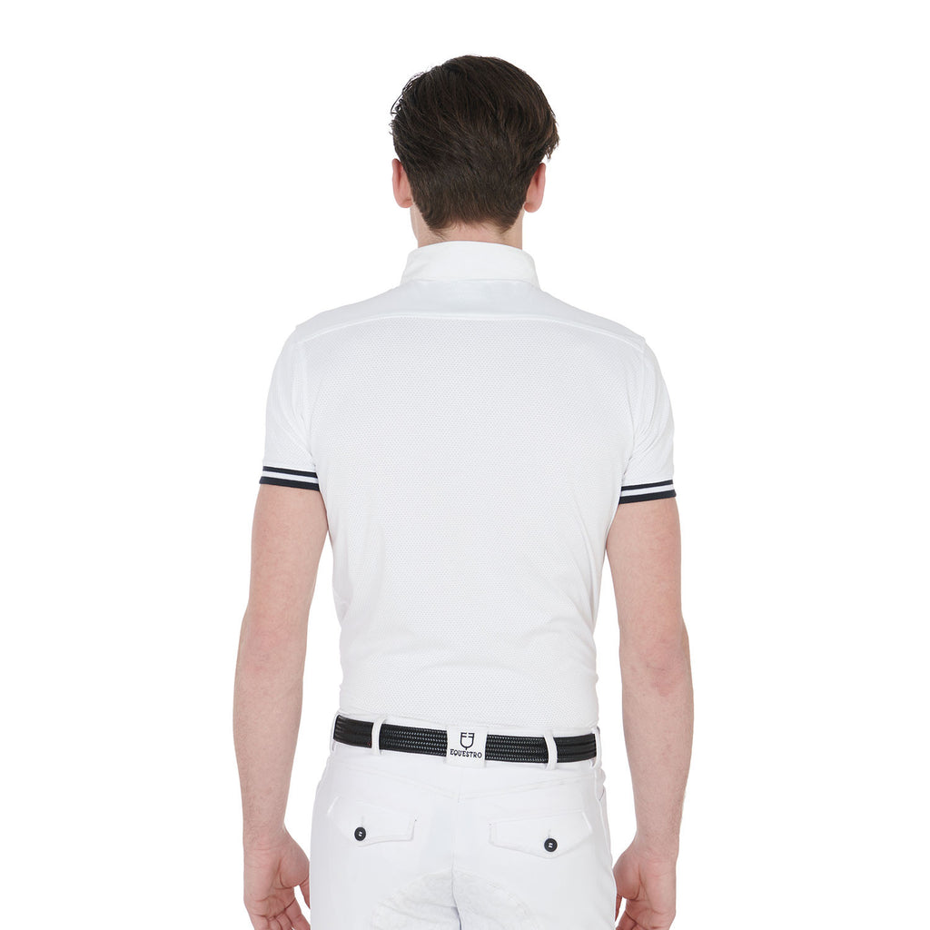 Men's slim fit competition polo shirt with black inserts