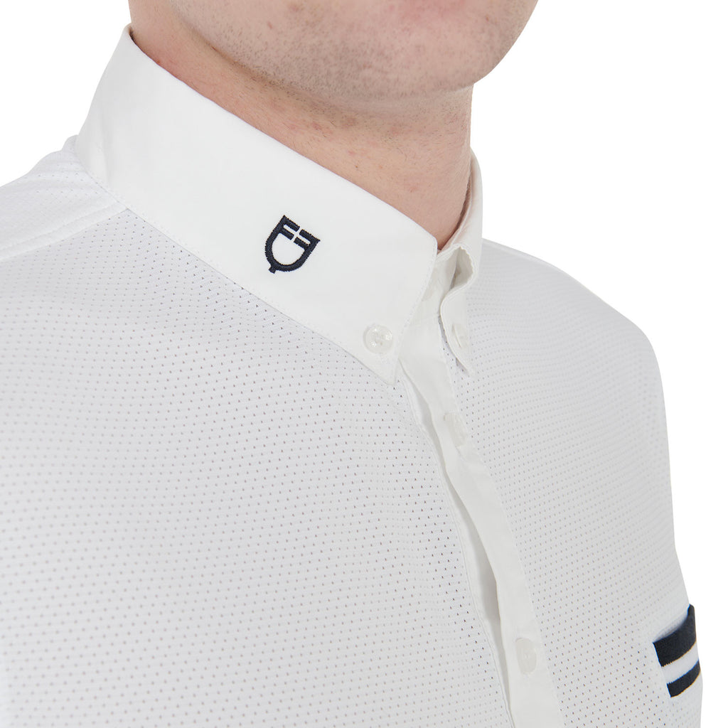 Men's slim fit competition polo shirt with black inserts