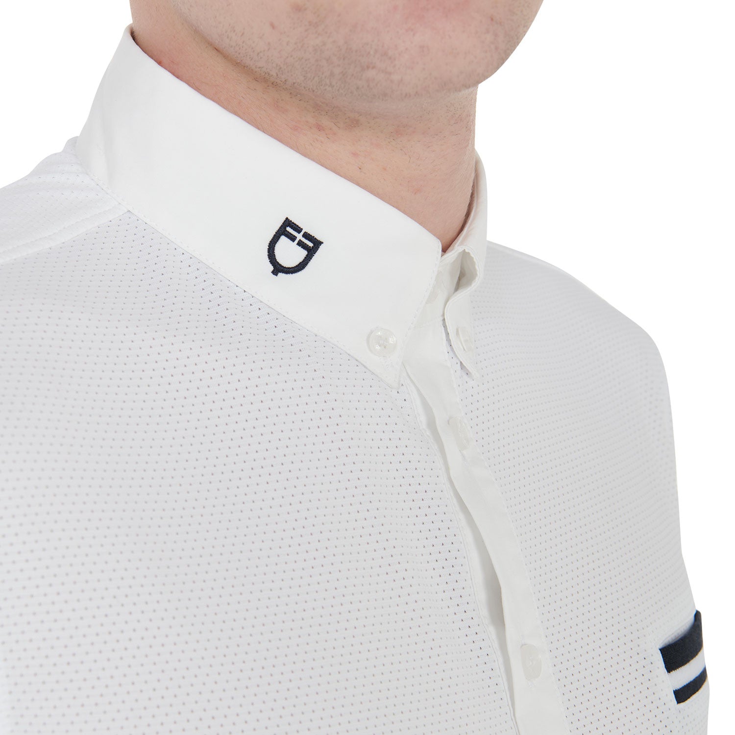 Men's slim fit competition polo shirt with black inserts