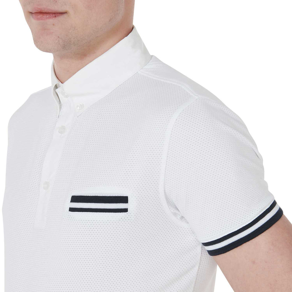Men's slim fit competition polo shirt with black inserts