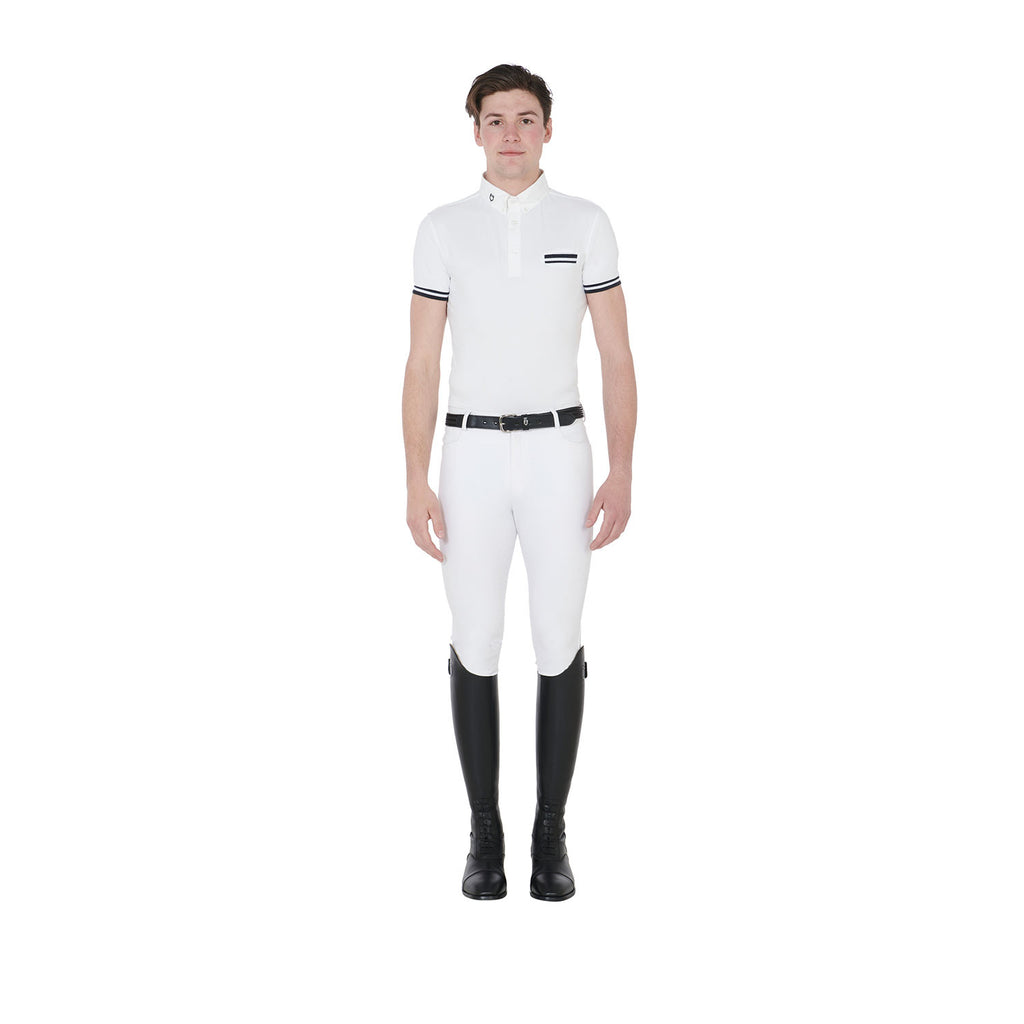Men's slim fit competition polo shirt with black inserts