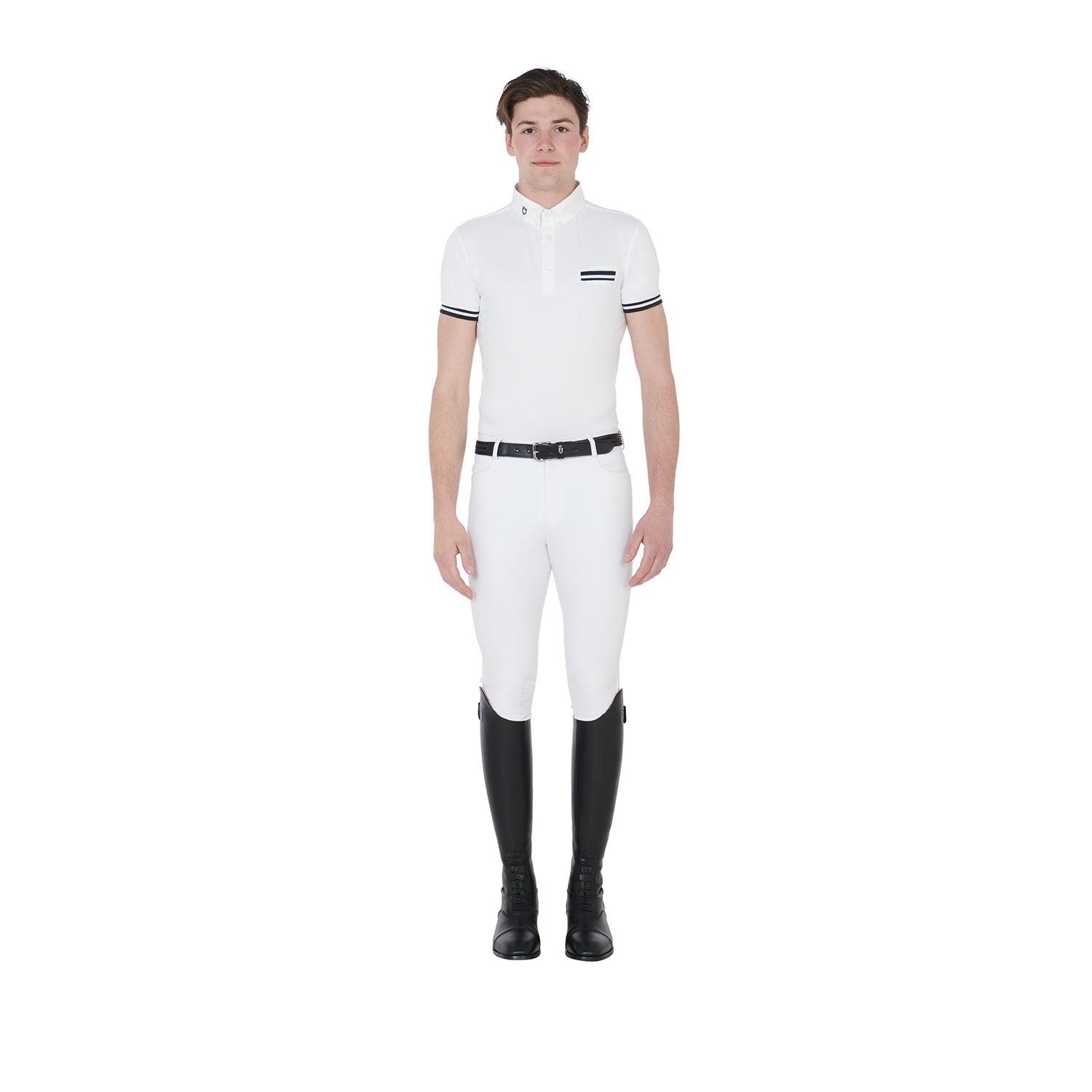 Men's slim fit competition polo shirt with black inserts