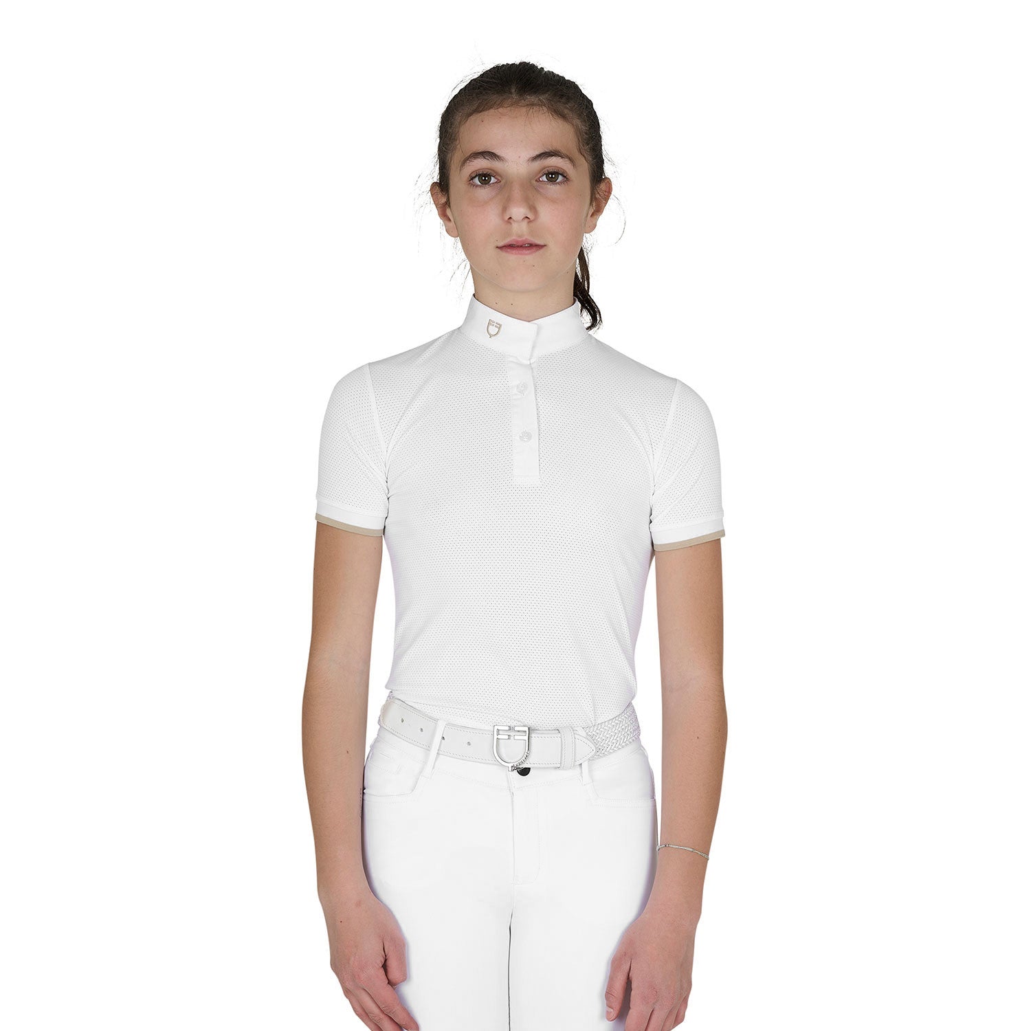 Equestro Girls' slim fit breathable competition polo shirt