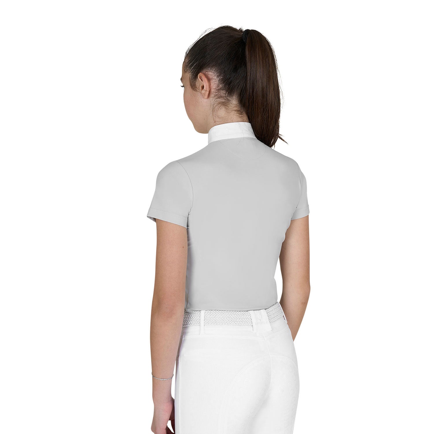 Girls' slim fit competition polo shirt with zip