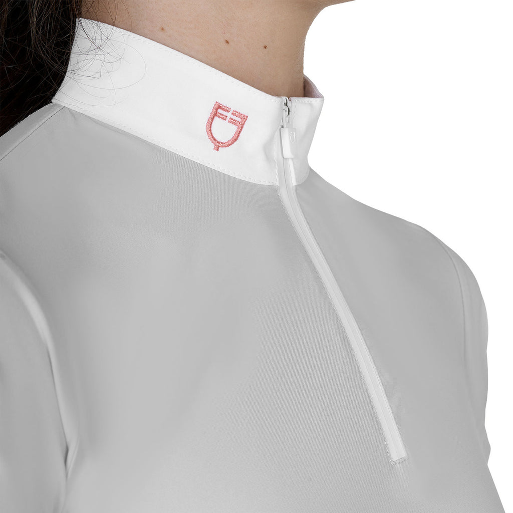 Girls' slim fit competition polo shirt with zip