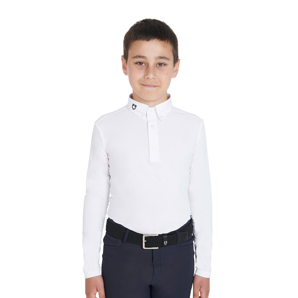 Boy's slim fit competition polo shirt with three buttons
