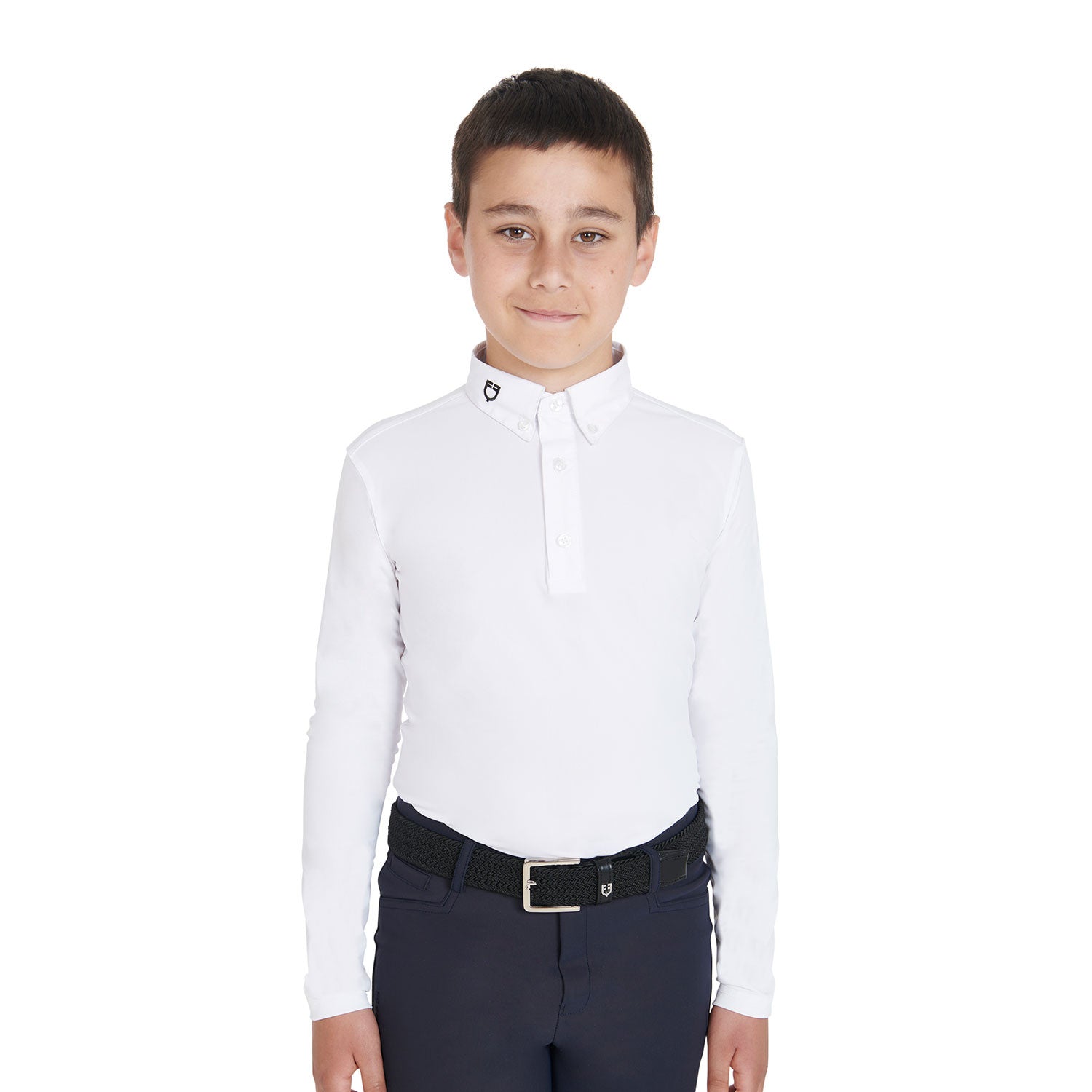 Boy's slim fit competition polo shirt with three buttons
