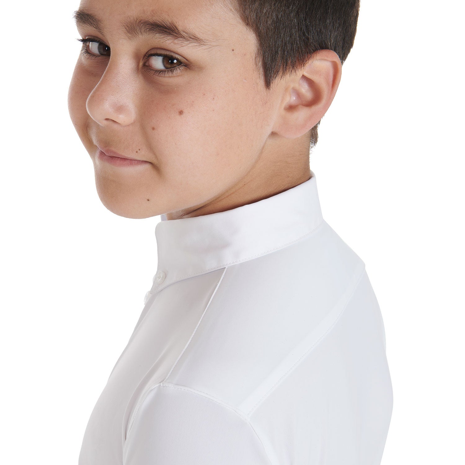 Boy's slim fit competition polo shirt with three buttons