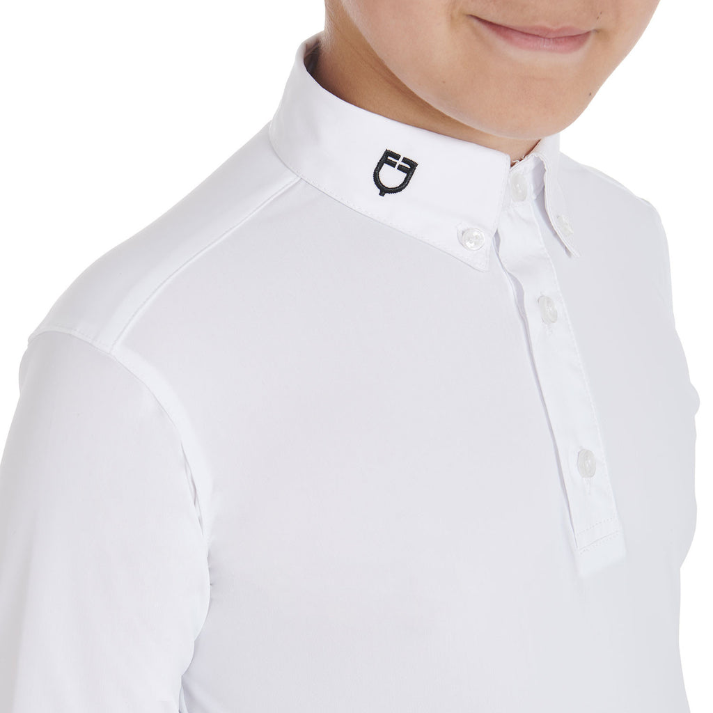 Boy's slim fit competition polo shirt with three buttons
