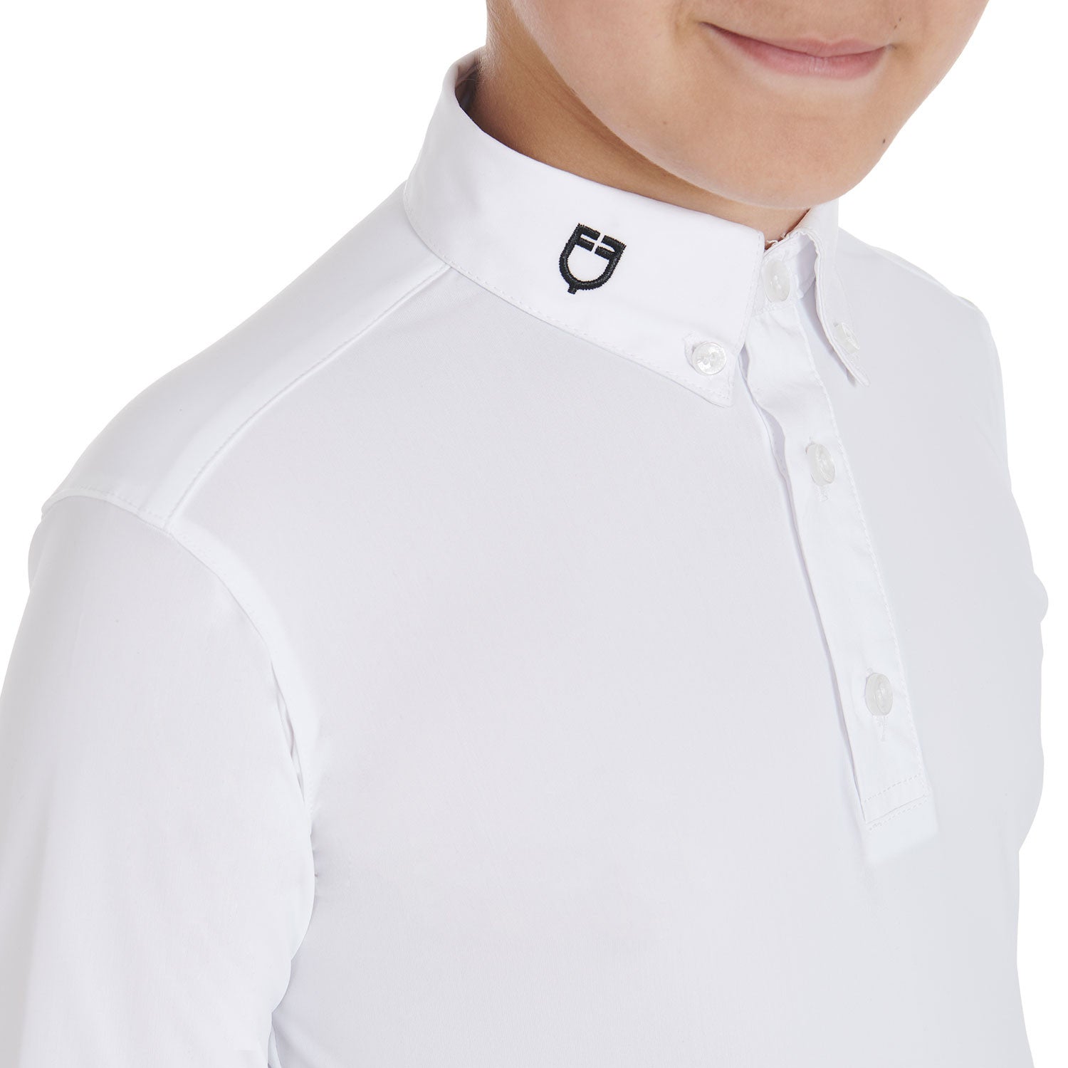Boy's slim fit competition polo shirt with three buttons