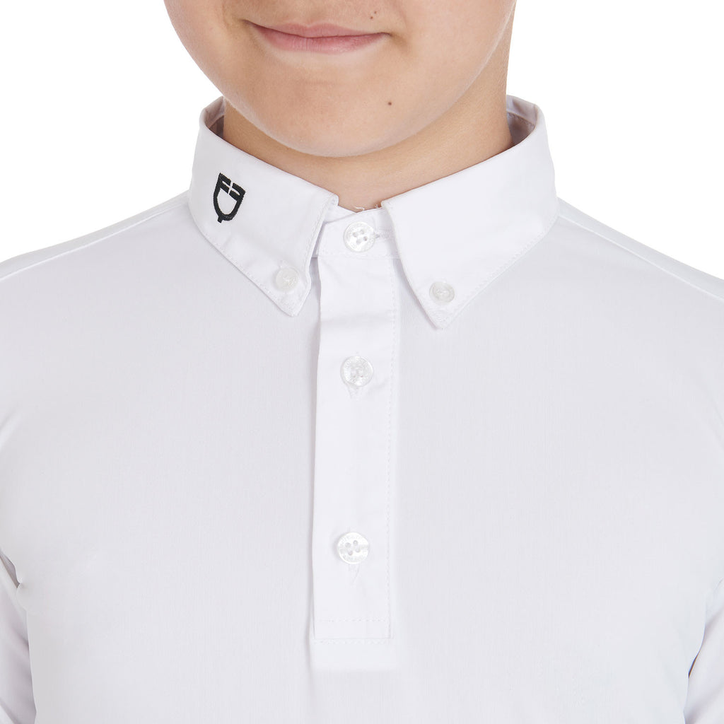 Boy's slim fit competition polo shirt with three buttons