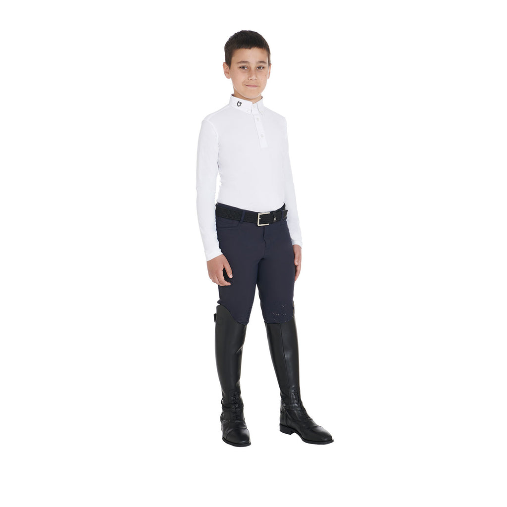 Boy's slim fit competition polo shirt with three buttons