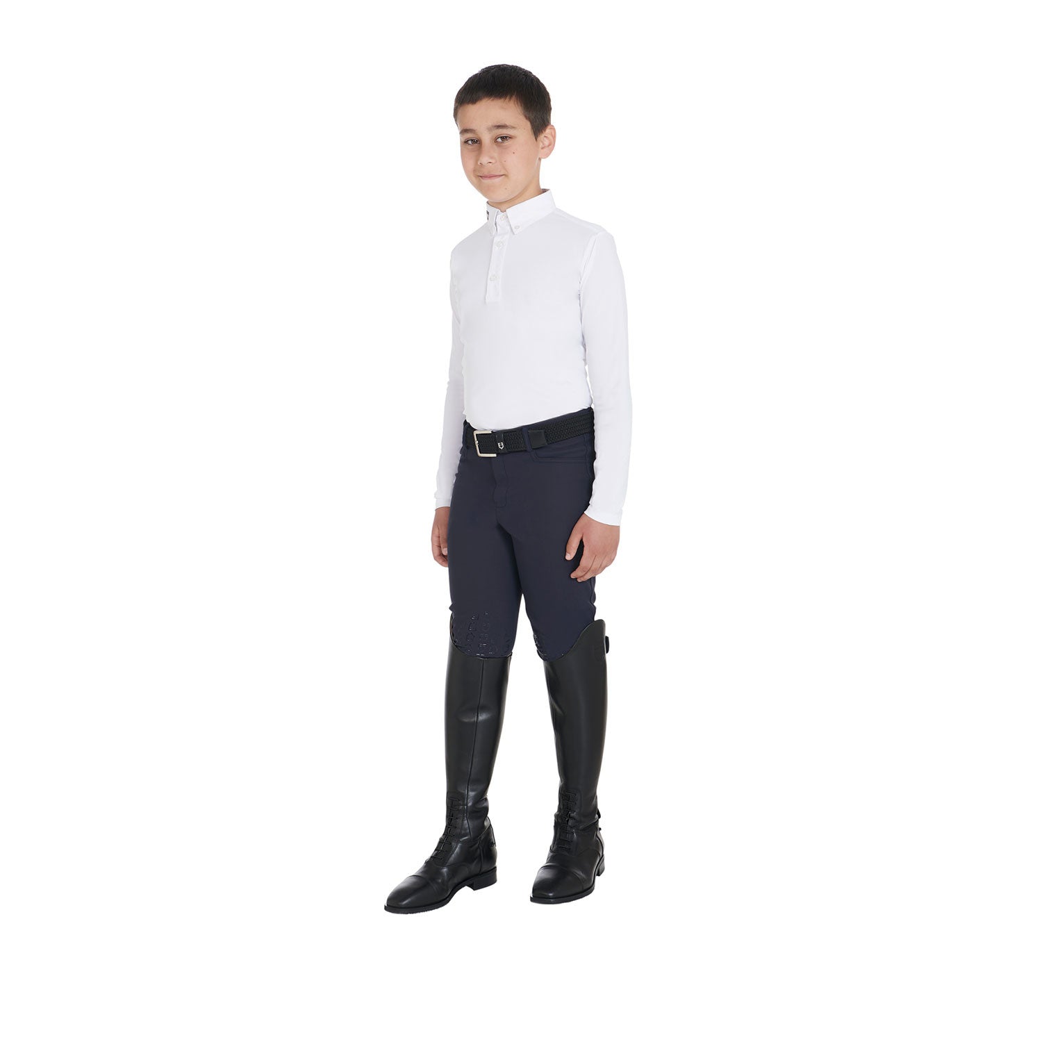 Boy's slim fit competition polo shirt with three buttons